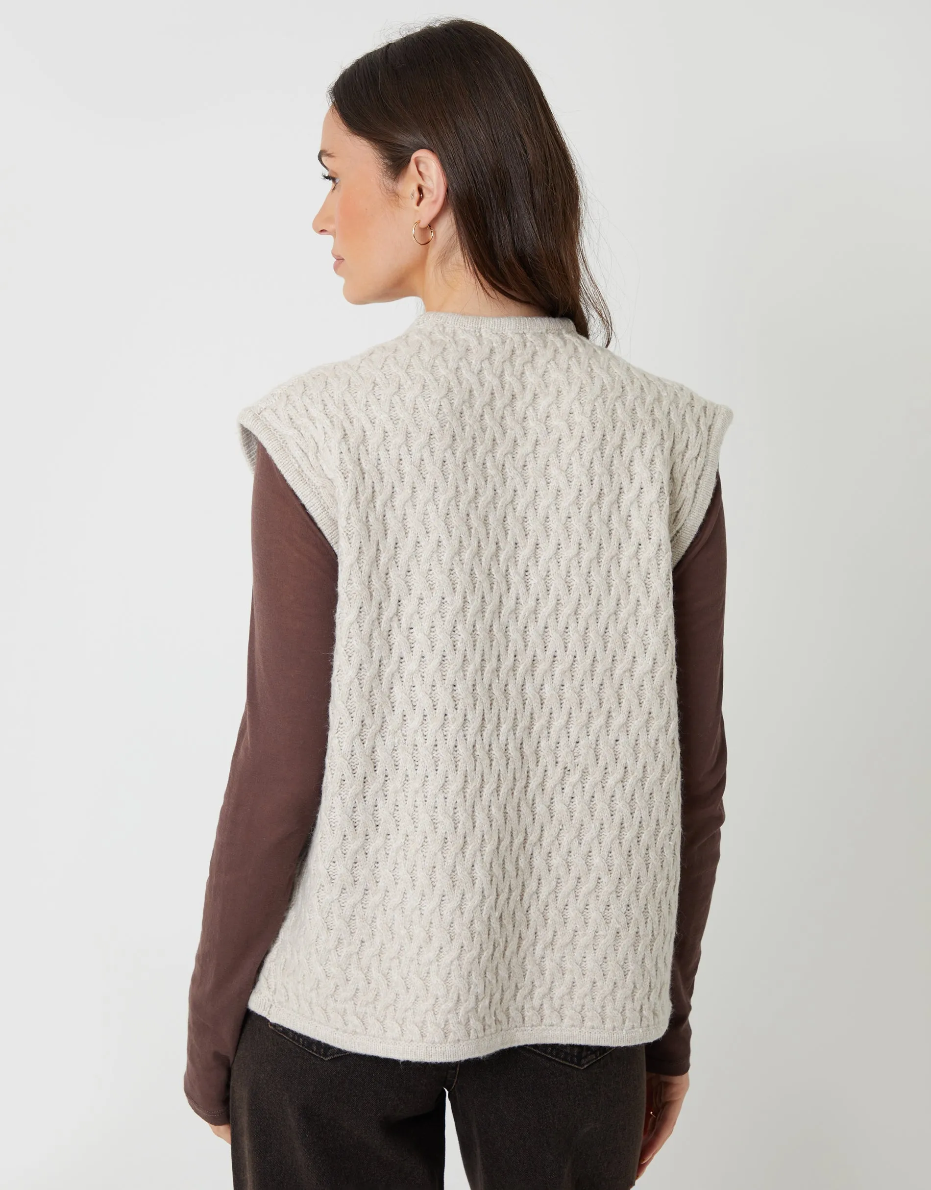 Cream Textured Knitted Gilet sold by Threadbare product image thumbnail 2