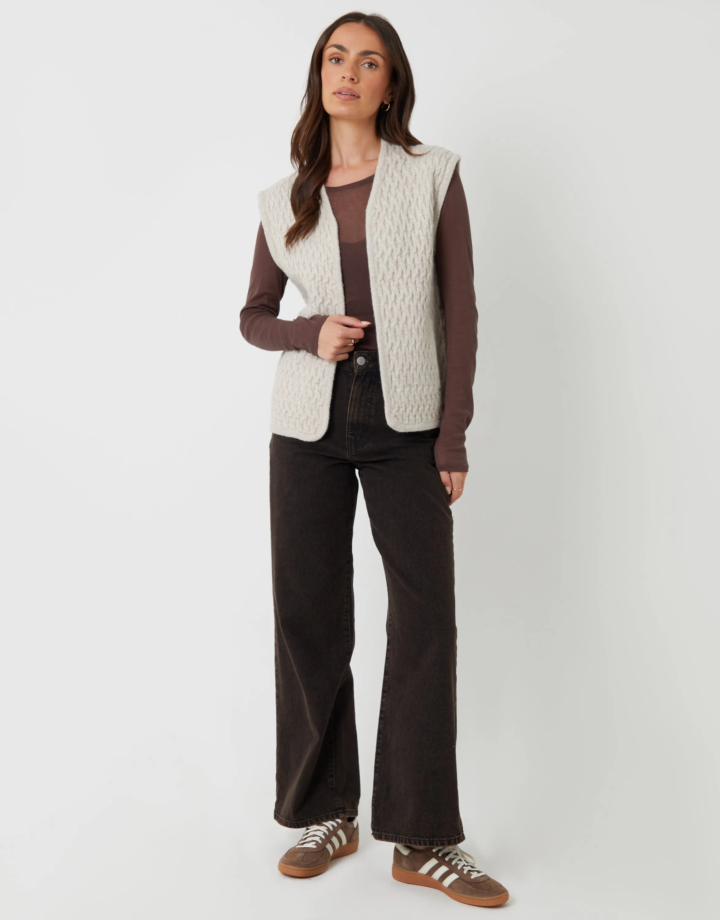 Cream Textured Knitted Gilet sold by Threadbare product image thumbnail 3