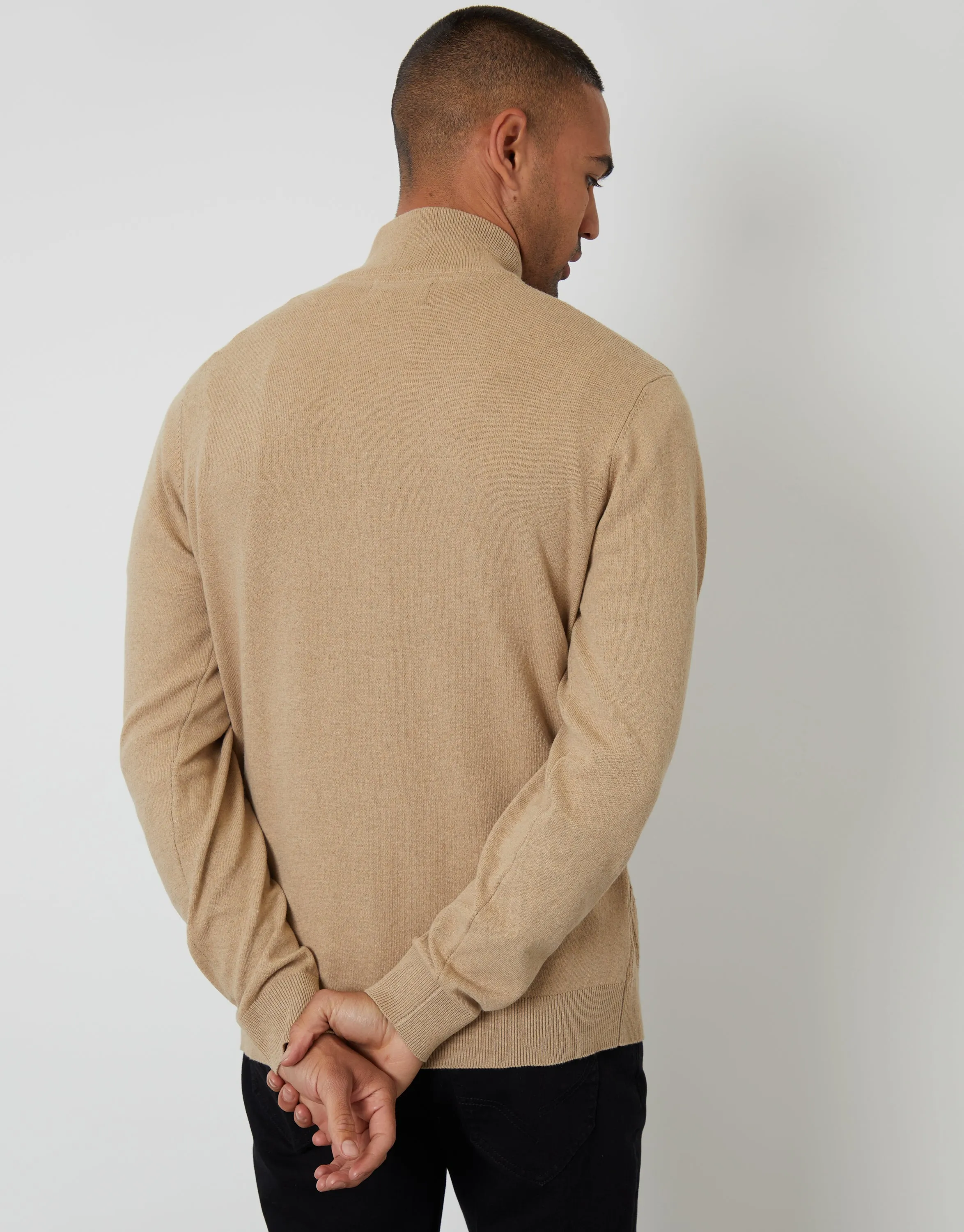 Taupe Mini Cable Knit Quarter Zip Jumper sold by Threadbare product image thumbnail 2