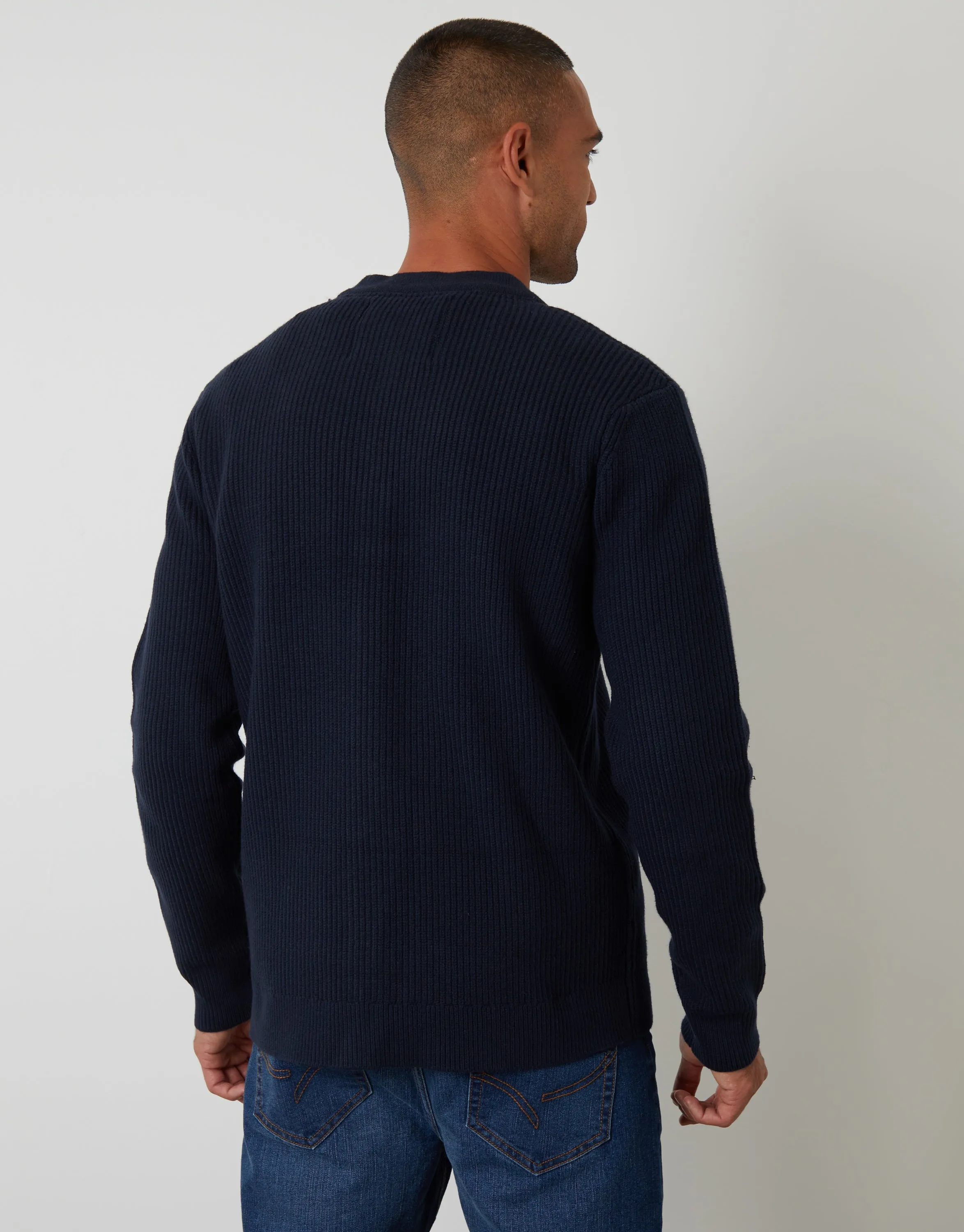 Navy Rib Knit Button Up Cardigan sold by Threadbare product image thumbnail 2