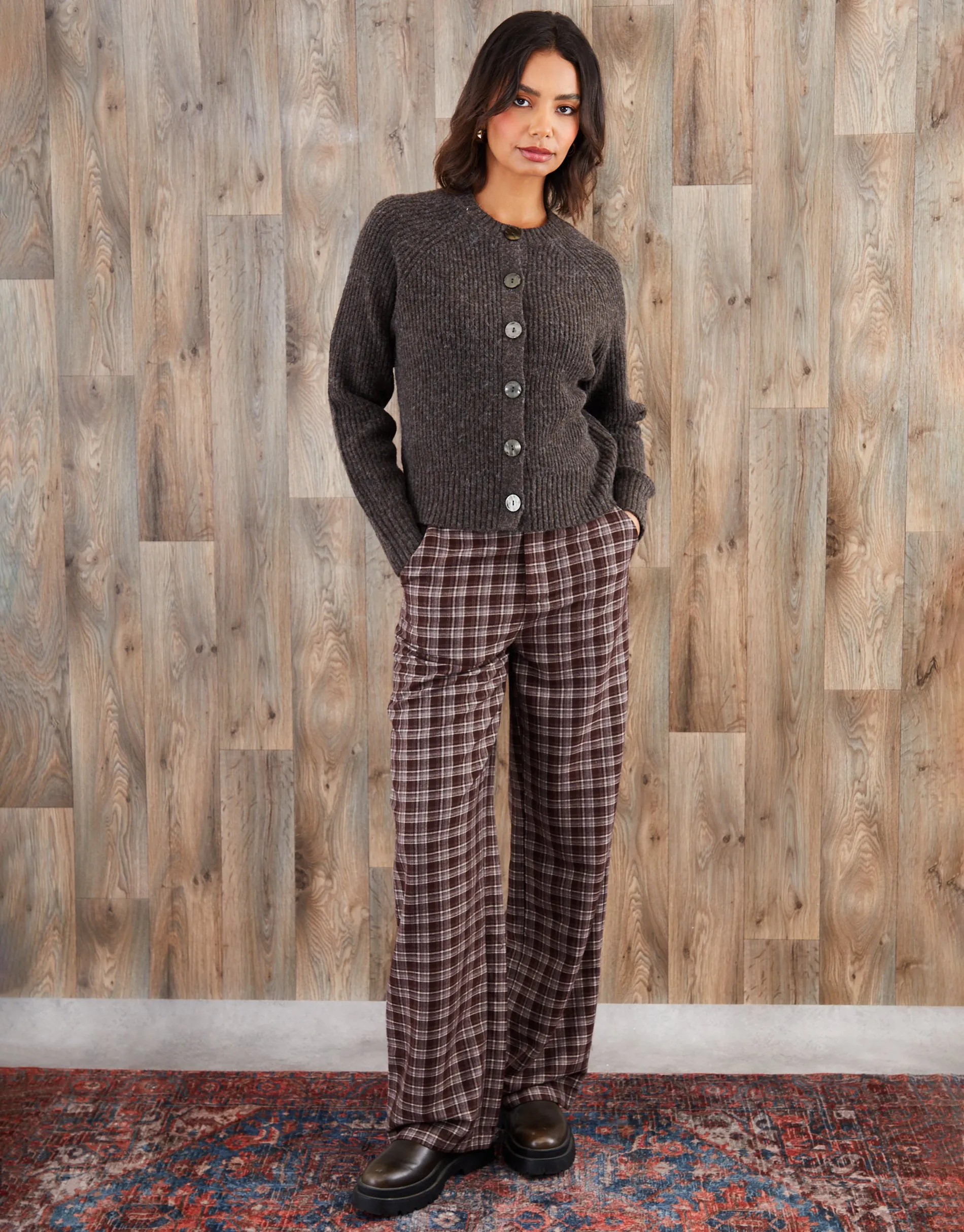 Chocolate Brown Chunky Knit Button Up Cardigan sold by Threadbare product image thumbnail 3