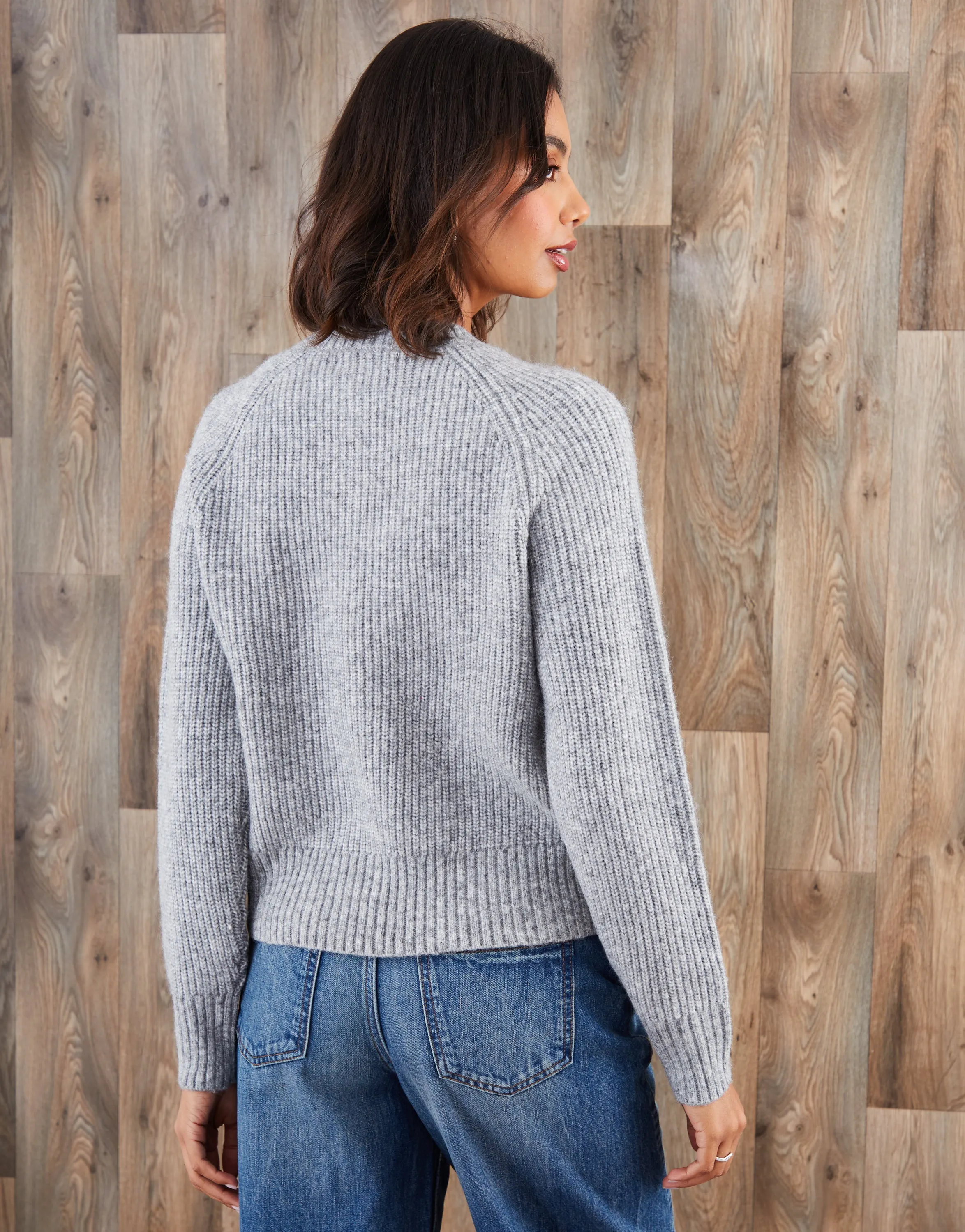 Grey Chunky Knit Button Up Cardigan sold by Threadbare product image thumbnail 2