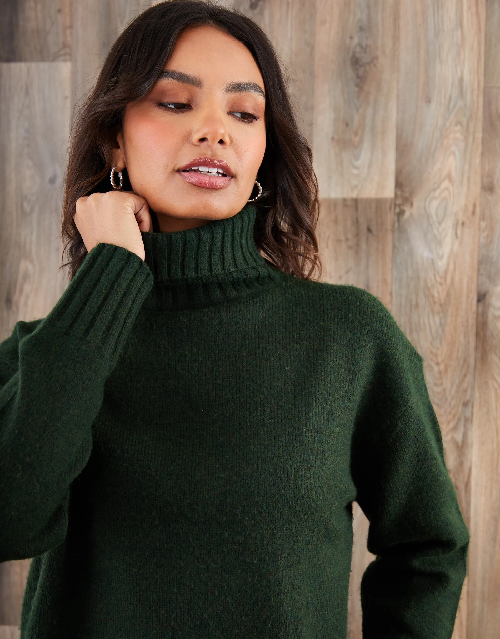 Green Oversized Roll Neck Jumper sold by Threadbare product image thumbnail 4