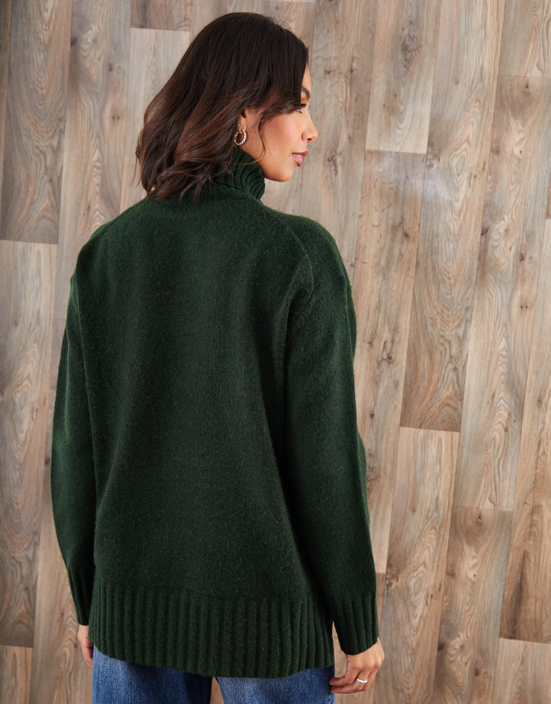 Green Oversized Roll Neck Jumper sold by Threadbare product image thumbnail 2