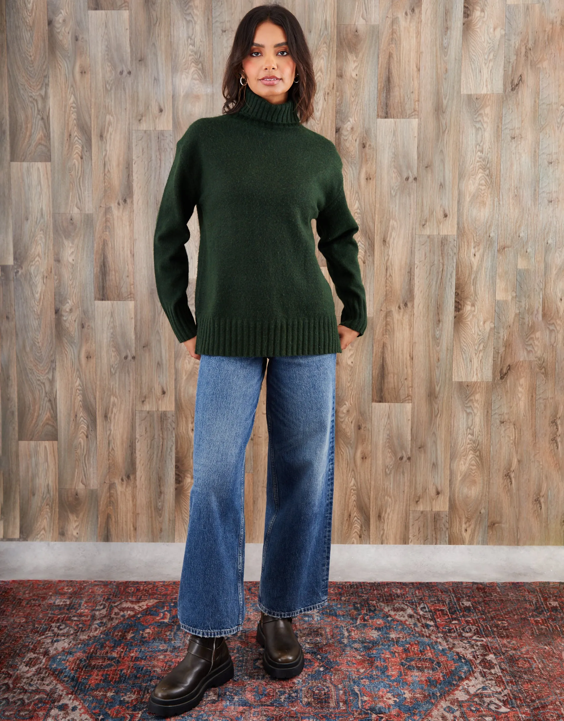 Green Oversized Roll Neck Jumper sold by Threadbare product image thumbnail 3