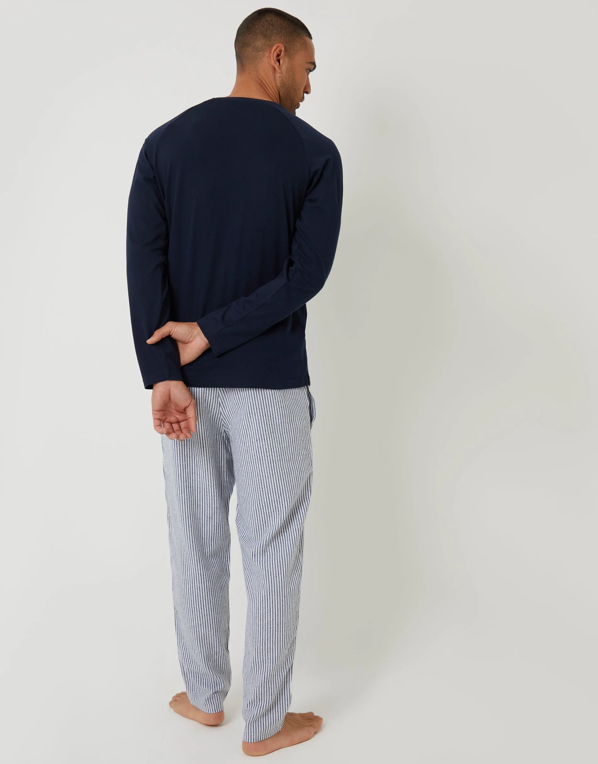 Navy Long Sleeve Top & Stripe Pants Pyjama Set (2-Piece Set) sold by Threadbare product image thumbnail 2