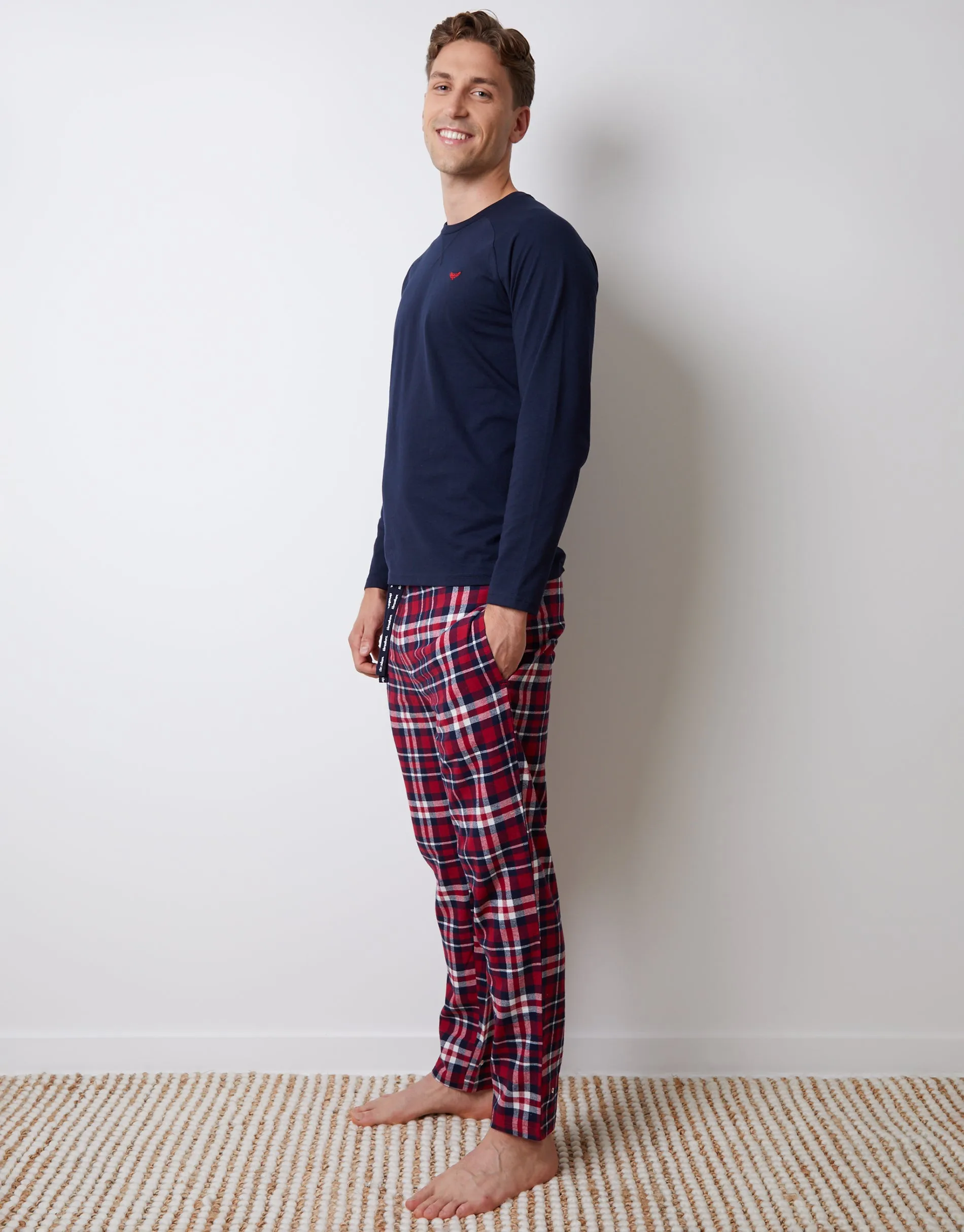 Grey & Navy Check Long Pyjamas (2-Piece Set) (2 Pack) sold by Threadbare product image thumbnail 5
