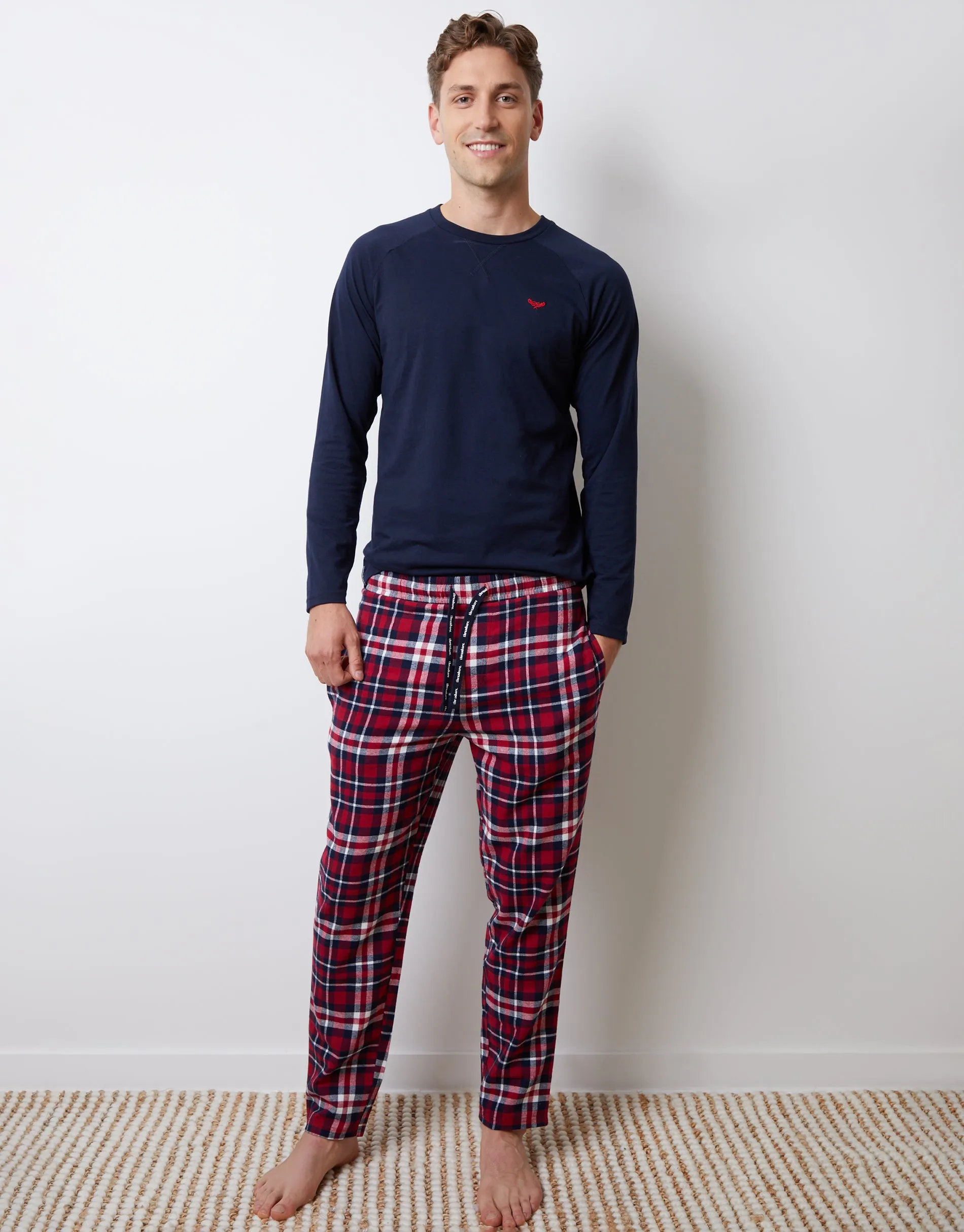 Grey & Navy Check Long Pyjamas (2-Piece Set) (2 Pack) sold by Threadbare product image thumbnail 2