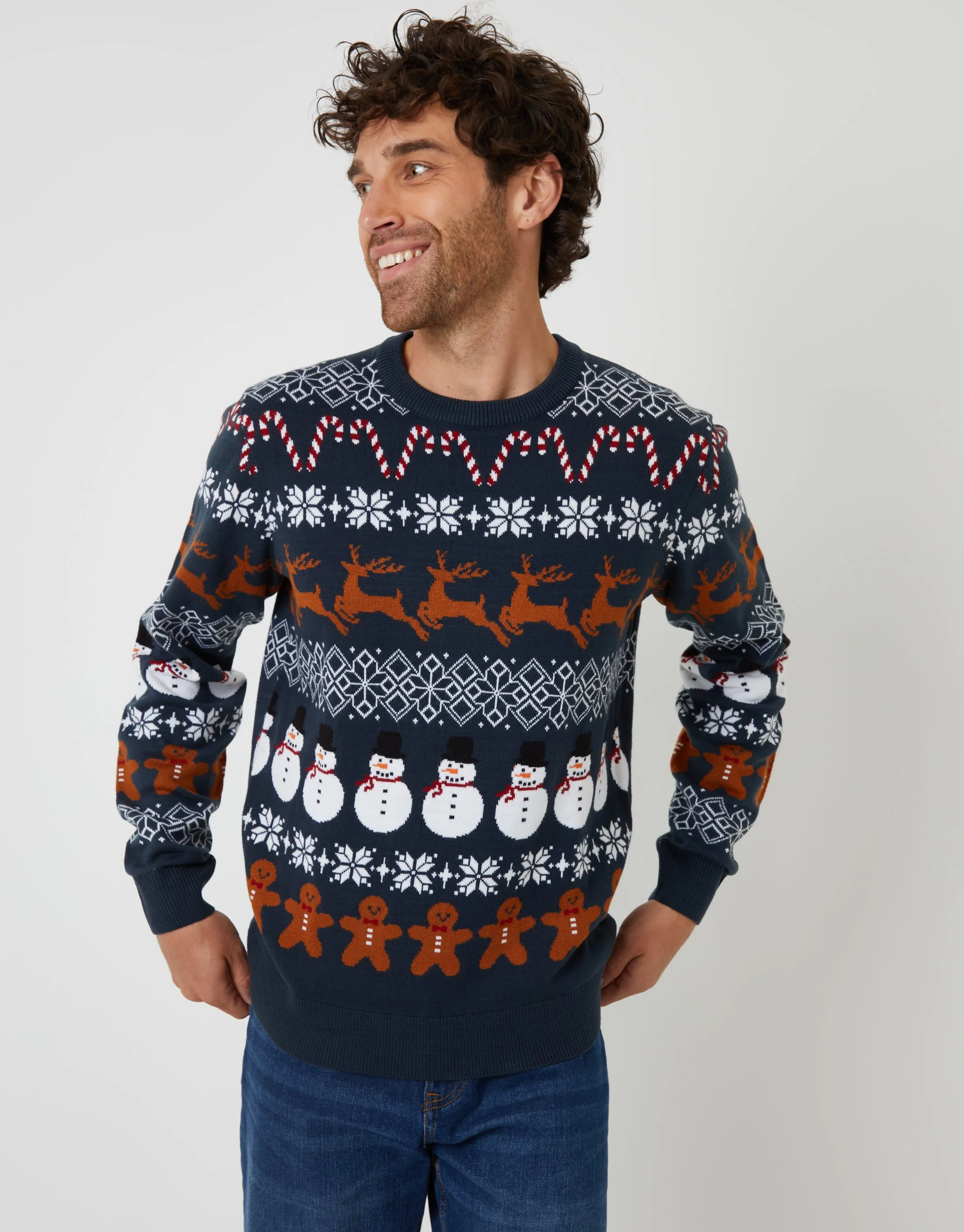 Navy Fairisle Knitted Crew Neck Christmas Jumper sold by Threadbare product image thumbnail 2