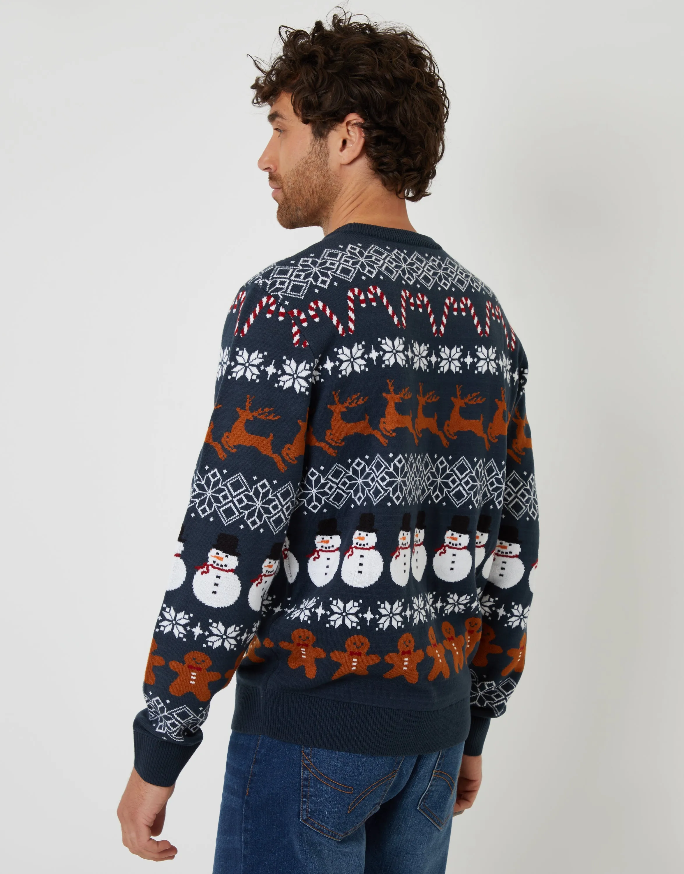 Navy Fairisle Knitted Crew Neck Christmas Jumper sold by Threadbare product image thumbnail 3