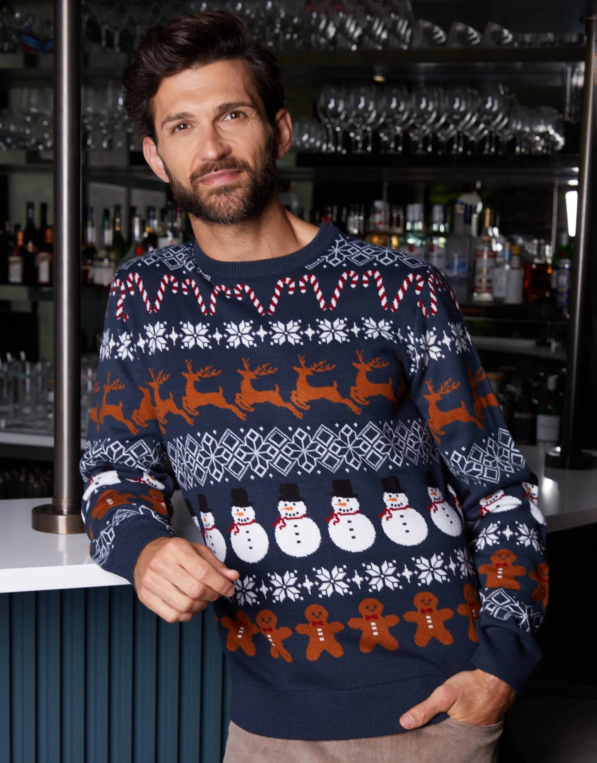Navy Fairisle Knitted Crew Neck Christmas Jumper sold by Threadbare