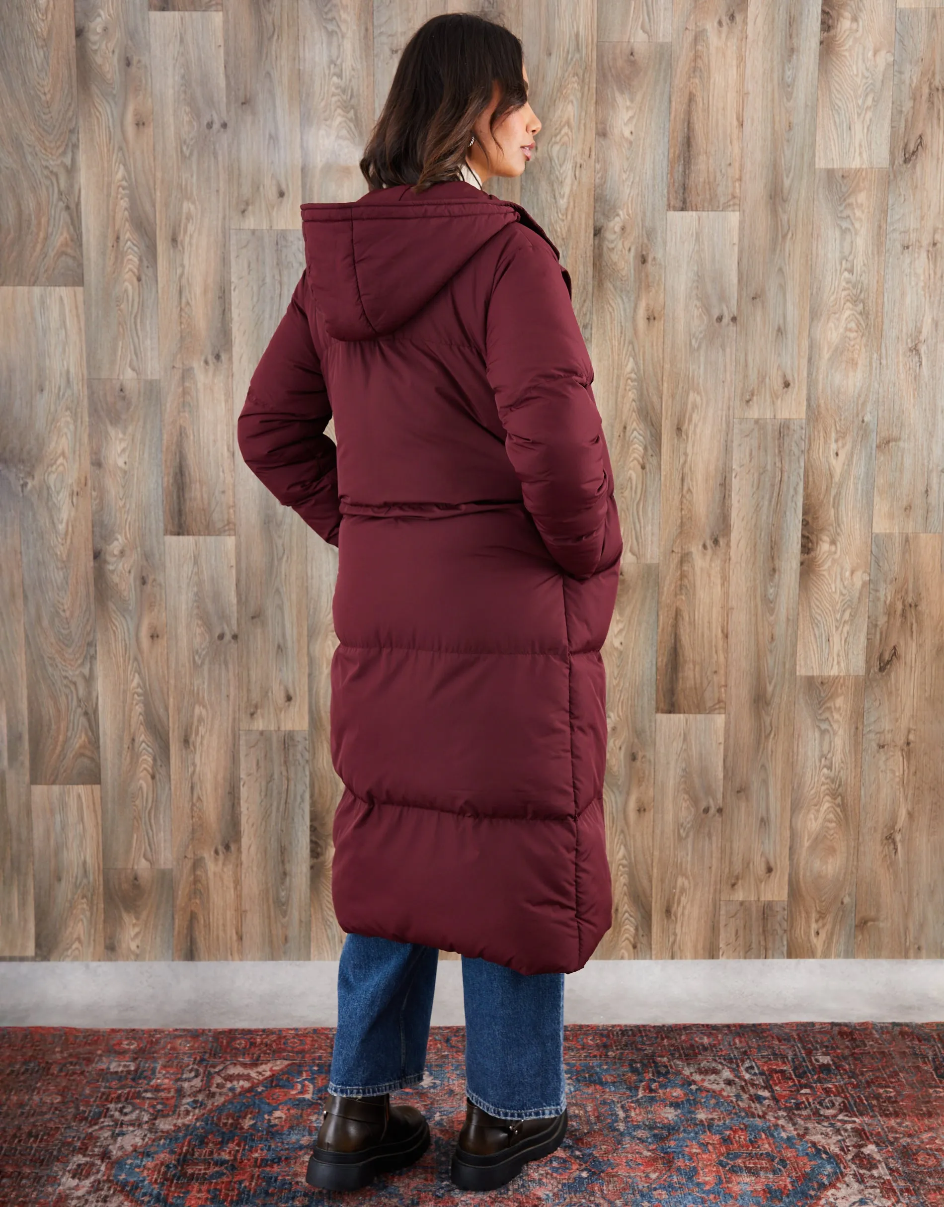 Berry Red Petite Maxi Puffer Jacket sold by Threadbare product image thumbnail 4