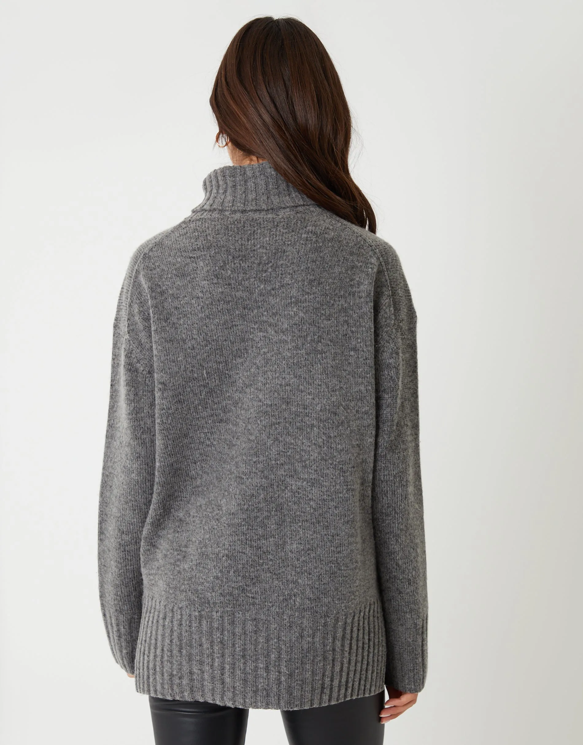 Grey Oversized Roll Neck Jumper sold by Threadbare product image thumbnail 3