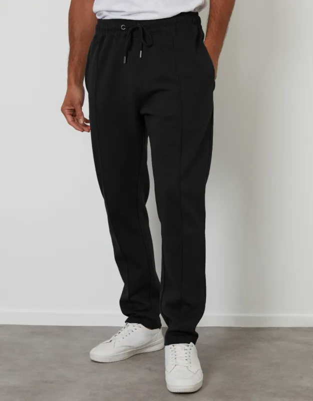 Black Pintuck Pique Joggers sold by Threadbare