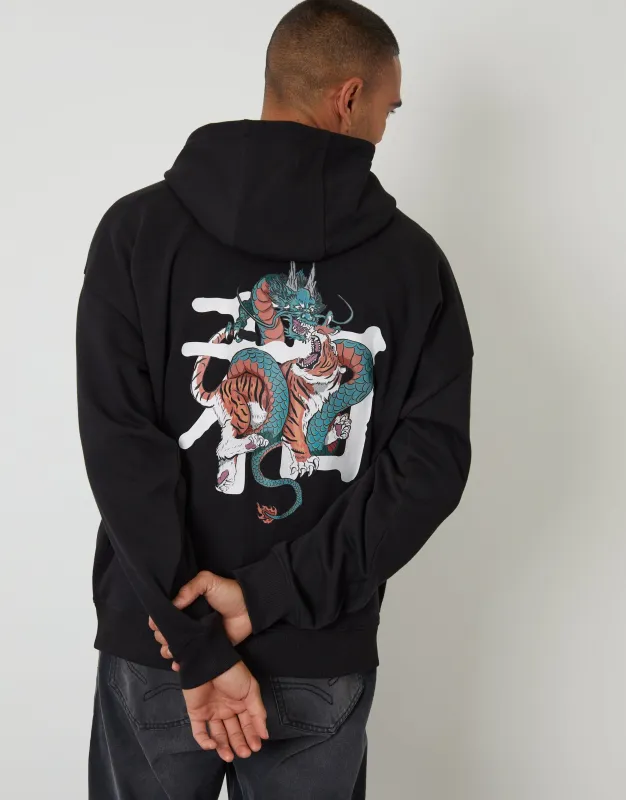 Black Relaxed Fit Graphic Print Hoodie sold by Threadbare