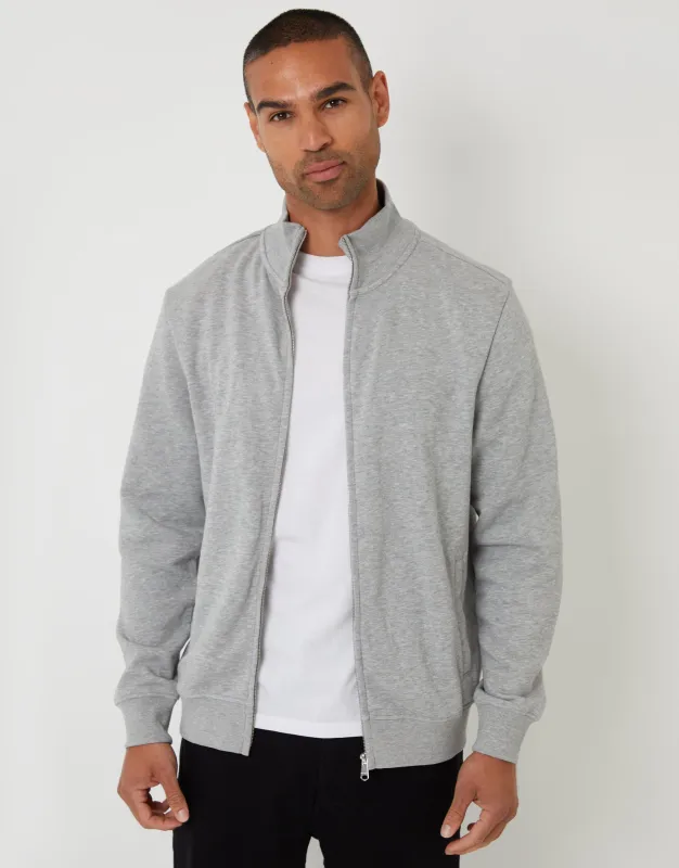 Light Grey Funnel Neck Zip Through Sweatshirt sold by Threadbare