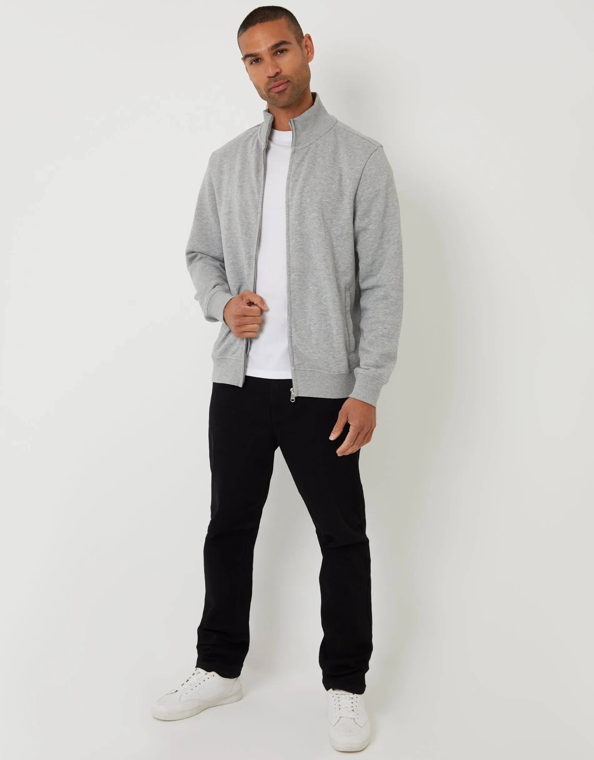 Light Grey Funnel Neck Zip Through Sweatshirt sold by Threadbare product image thumbnail 3