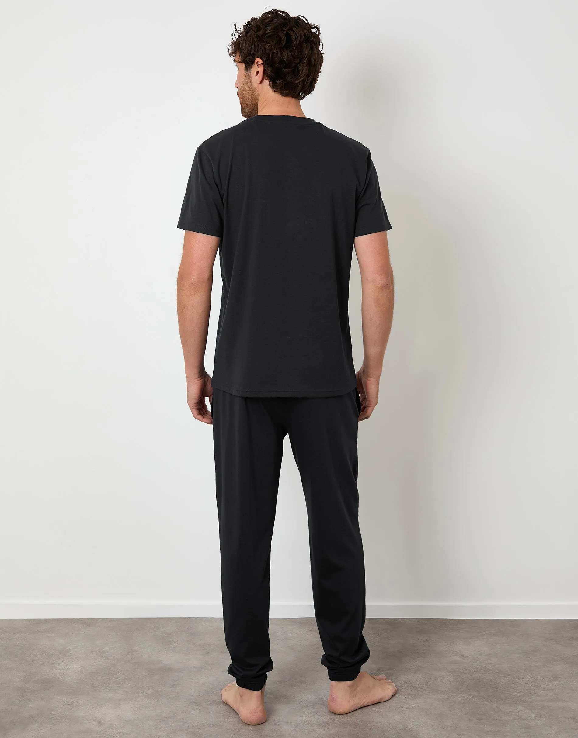 Black & Navy Short Sleeve T-Shirt & Jogger Lounge Sets (2-Piece Set) (2 Pack) sold by Threadbare product image thumbnail 3