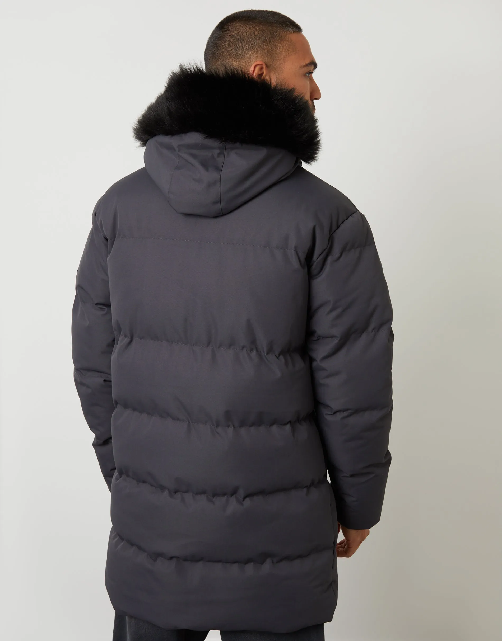 Slate Grey Showerproof Longline Quilted Parka Jacket sold by Threadbare product image thumbnail 2