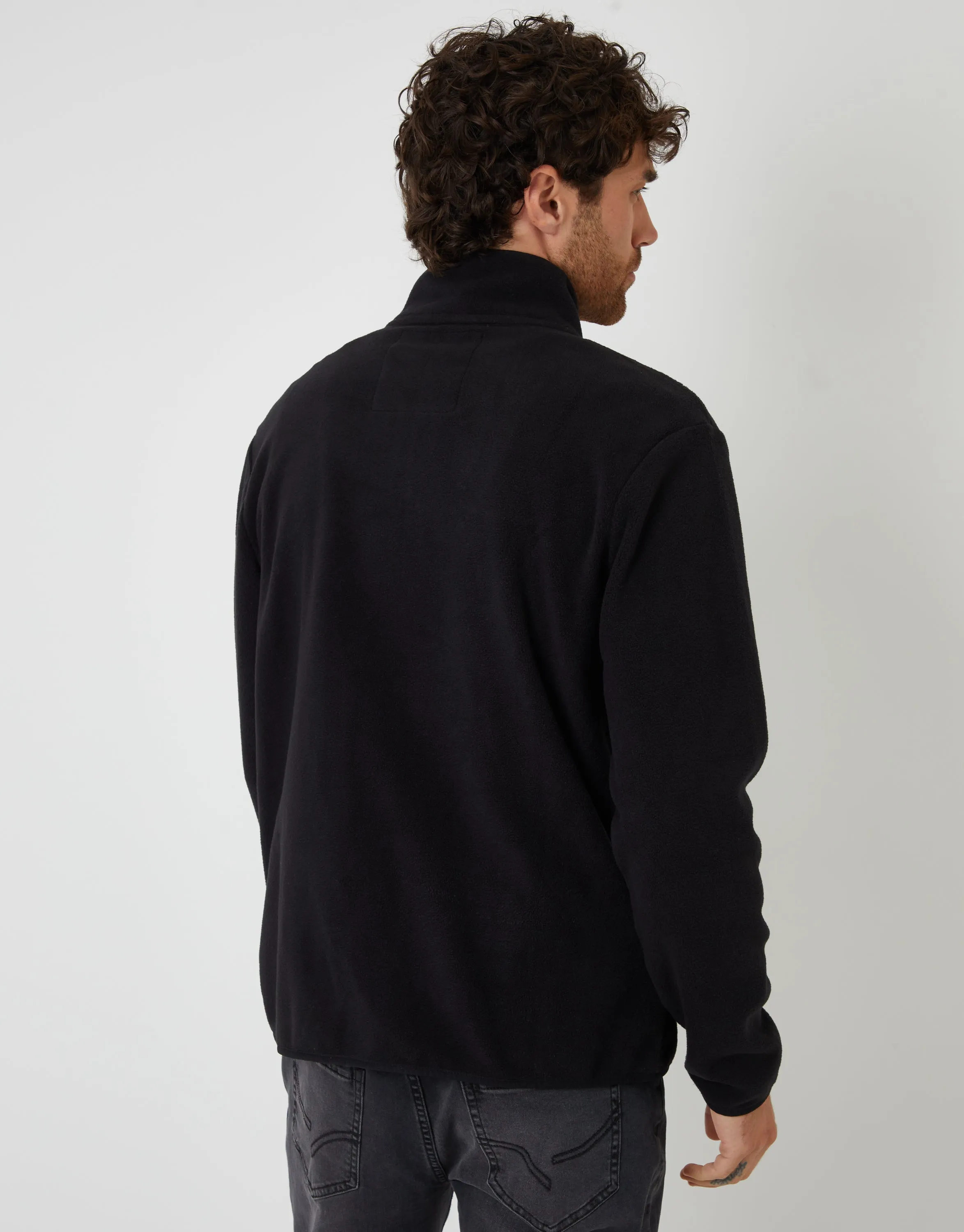 Black Microfleece Quarter Zip Sweatshirt sold by Threadbare product image thumbnail 2