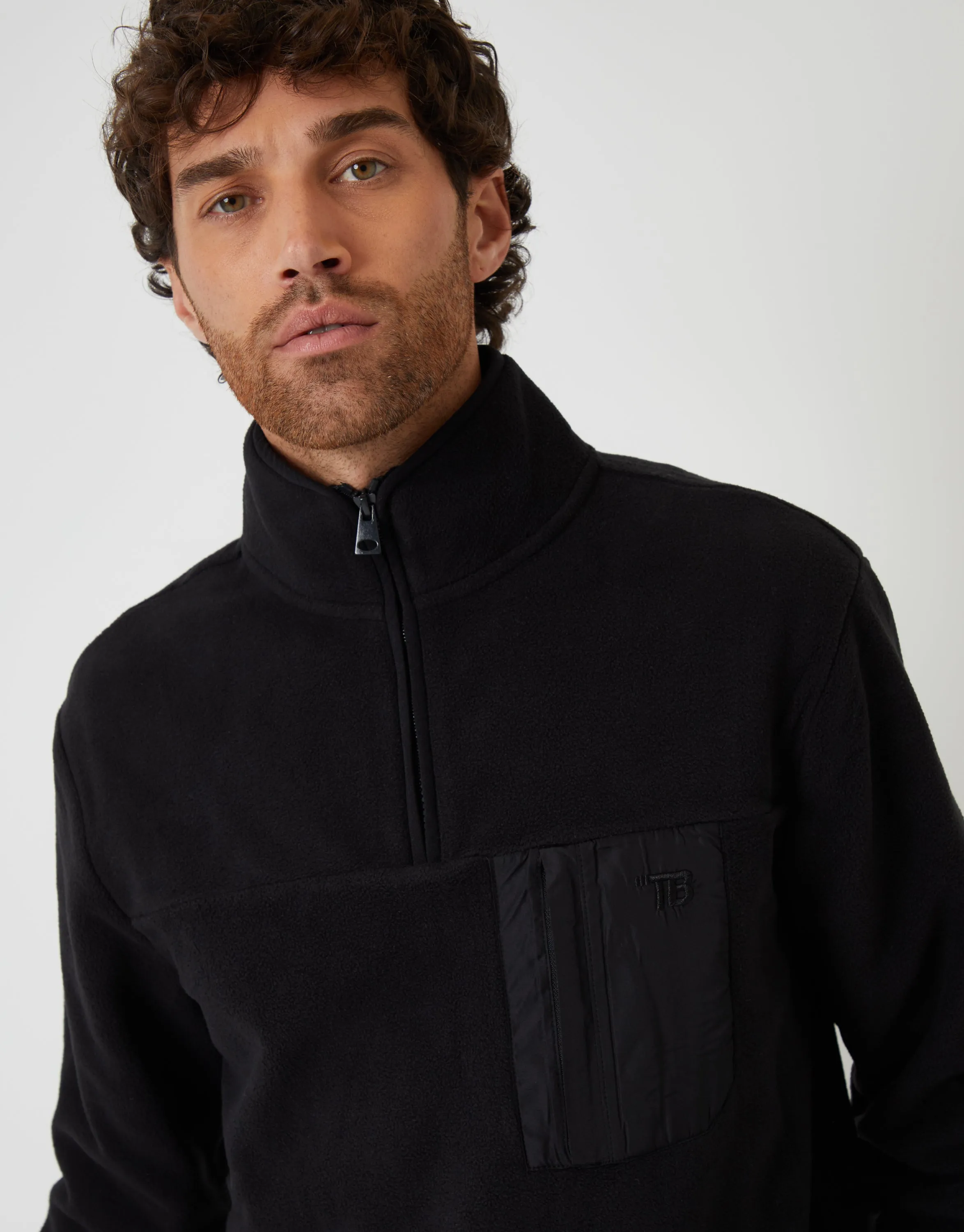 Black Microfleece Quarter Zip Sweatshirt sold by Threadbare product image thumbnail 4