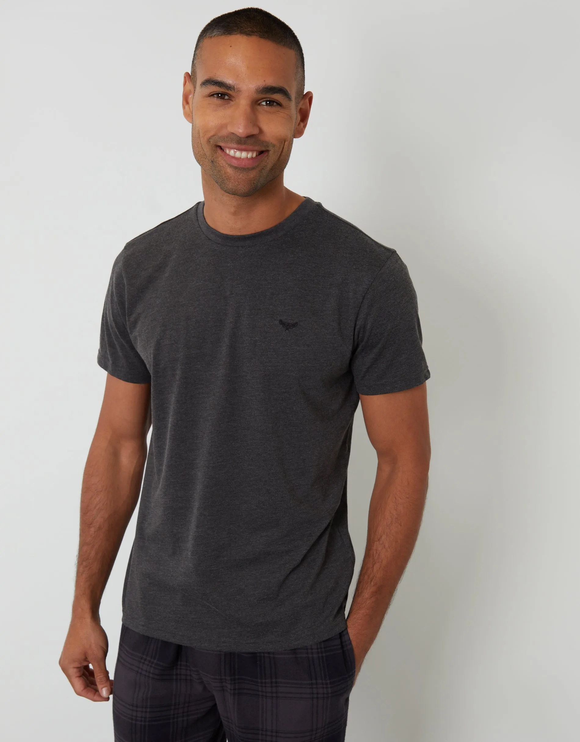 Black & Grey Short Sleeve T-Shirt & Check Pants Pyjama Set (2-Piece Set) (2 Pack) sold by Threadbare product image thumbnail 3