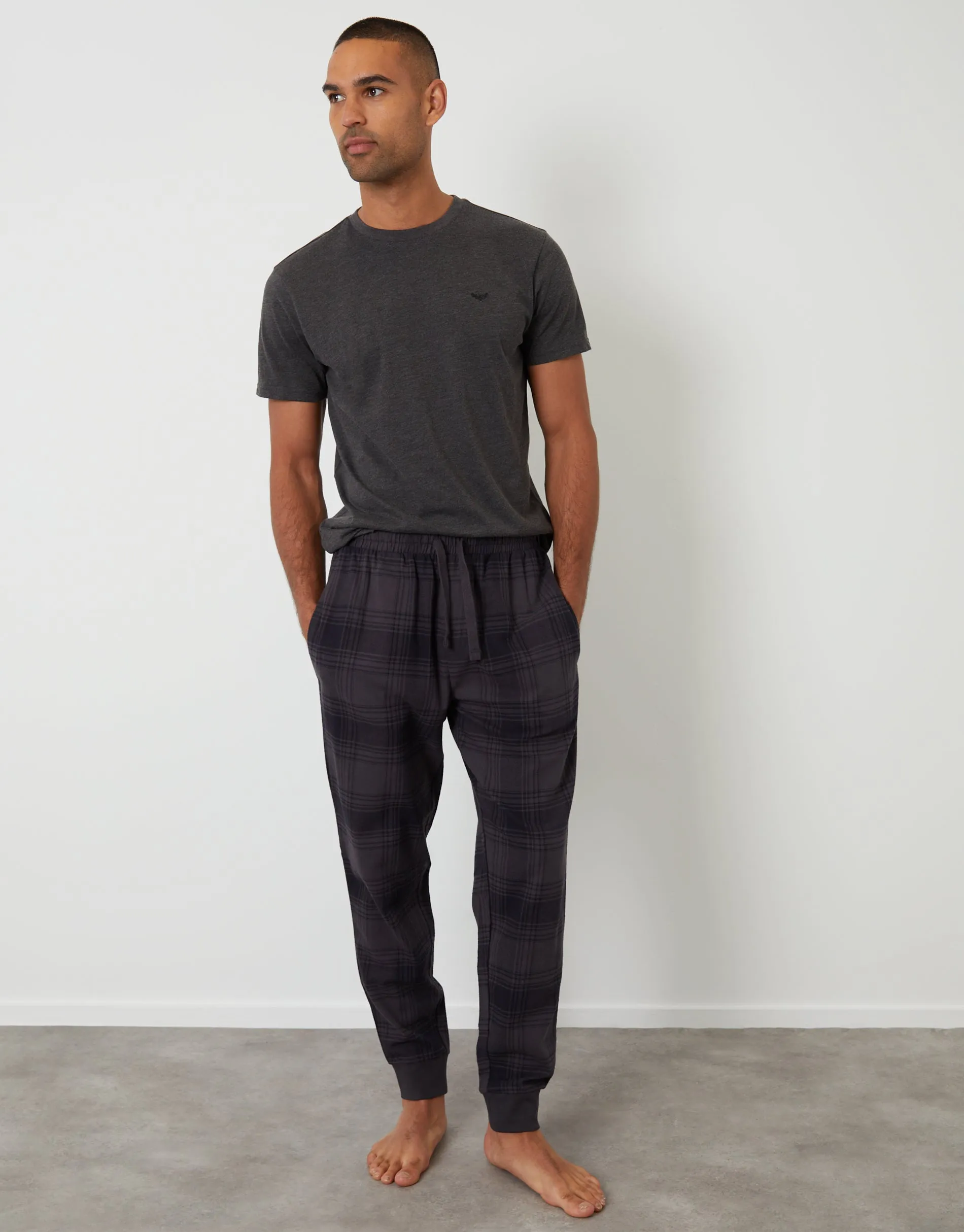 Black & Grey Short Sleeve T-Shirt & Check Pants Pyjama Set (2-Piece Set) (2 Pack) sold by Threadbare product image thumbnail 4