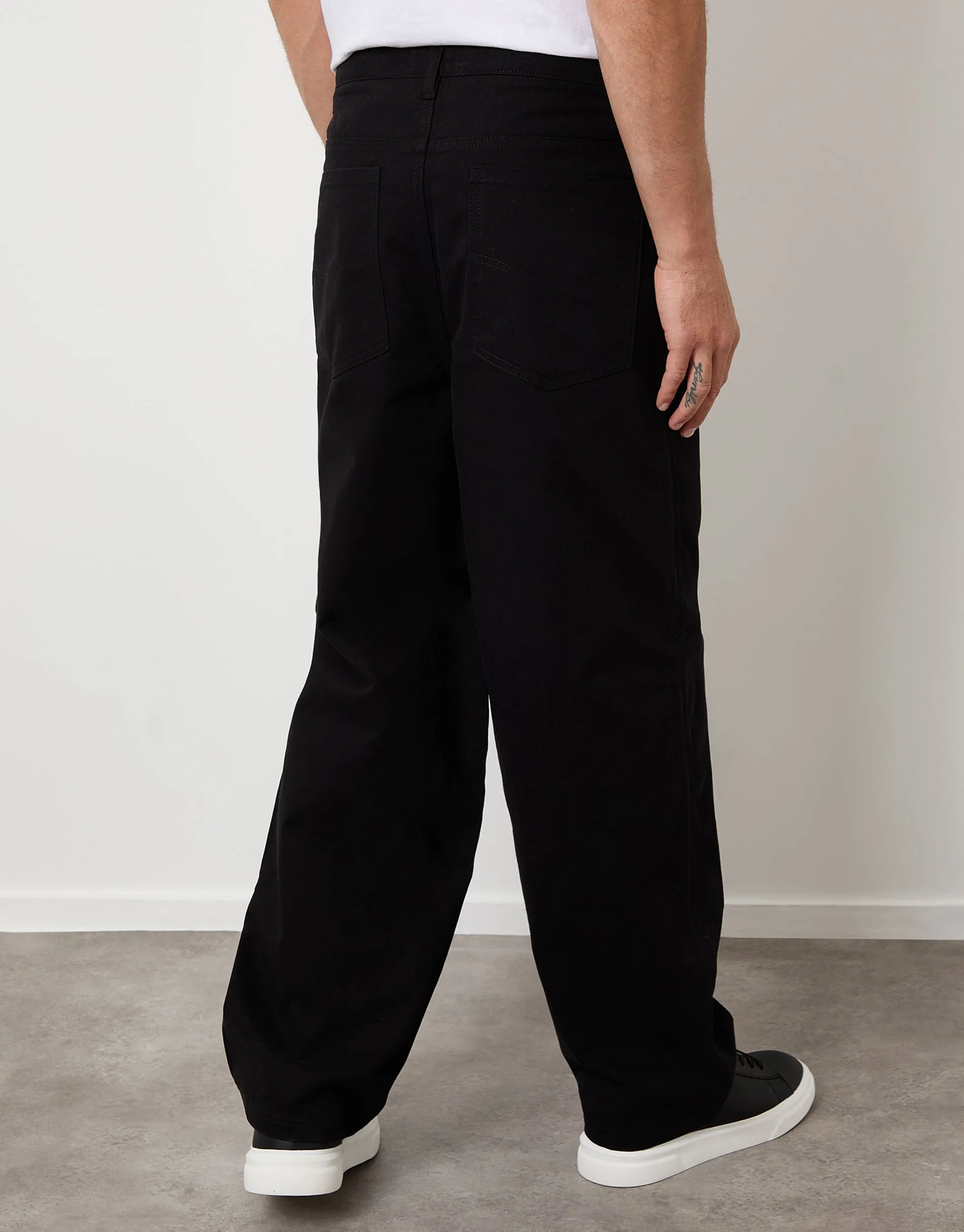 Black Baggy Fit 5 Pocket Chino Trousers sold by Threadbare product image thumbnail 2