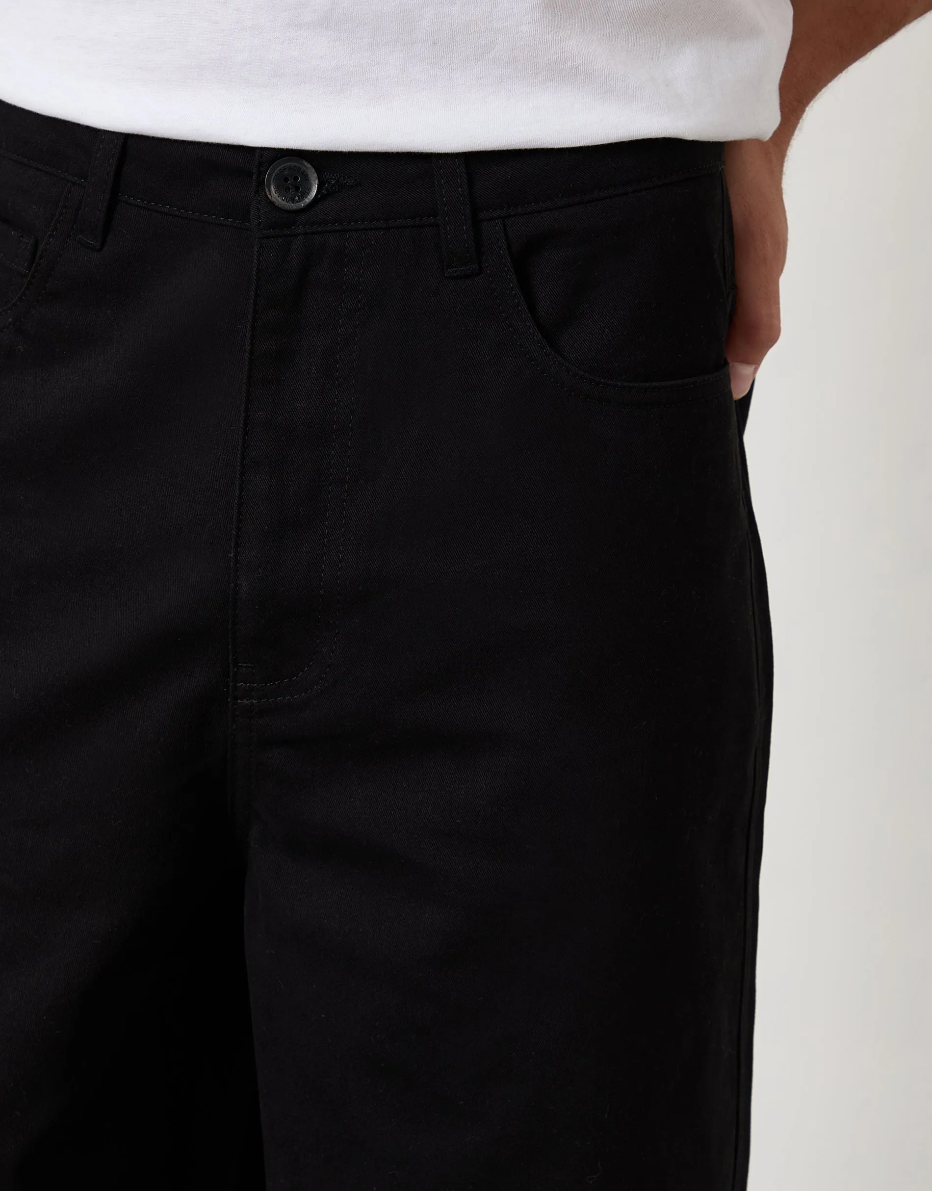 Black Baggy Fit 5 Pocket Chino Trousers sold by Threadbare product image thumbnail 4