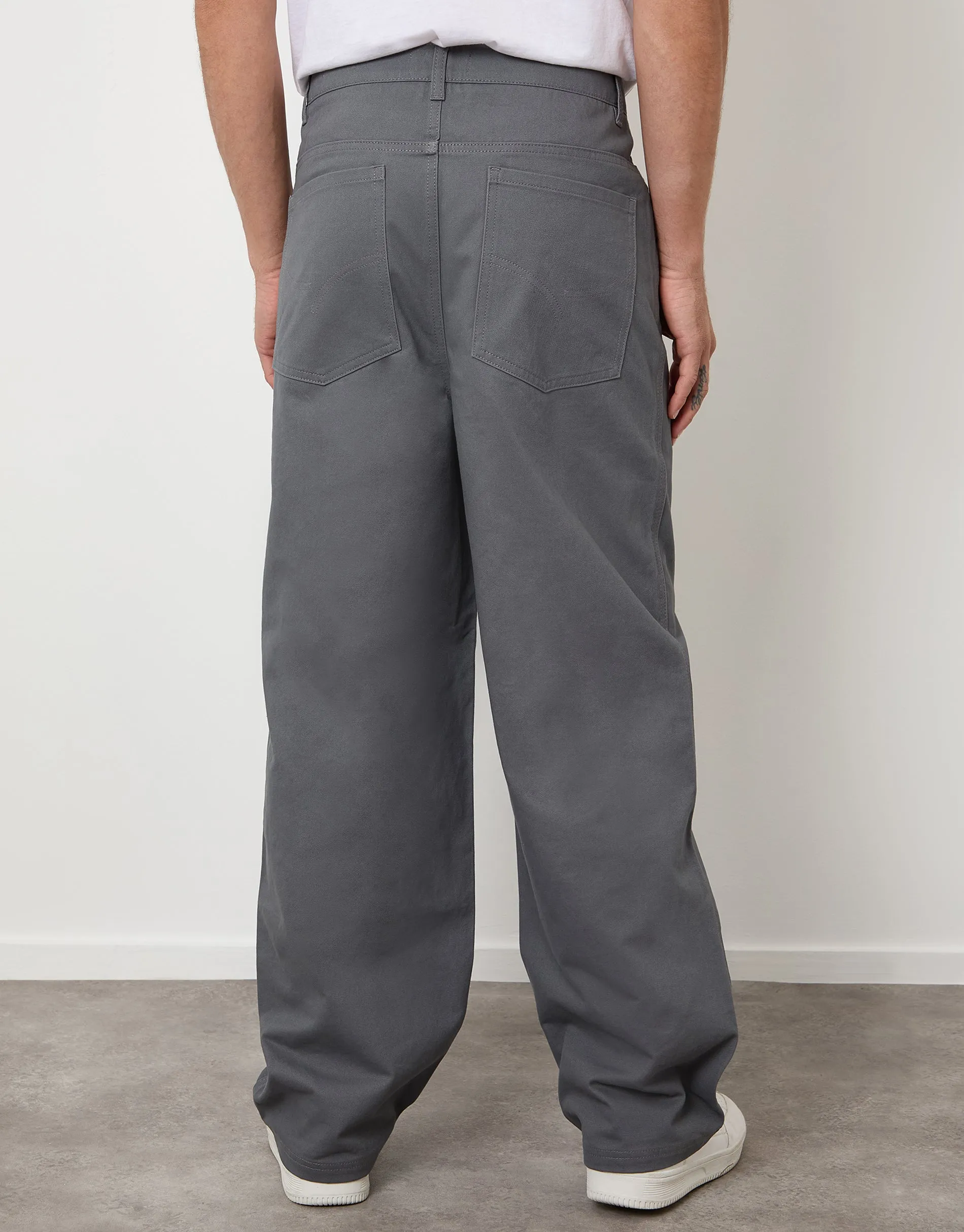 Slate Grey Baggy Fit 5 Pocket Chino Trousers sold by Threadbare product image thumbnail 2