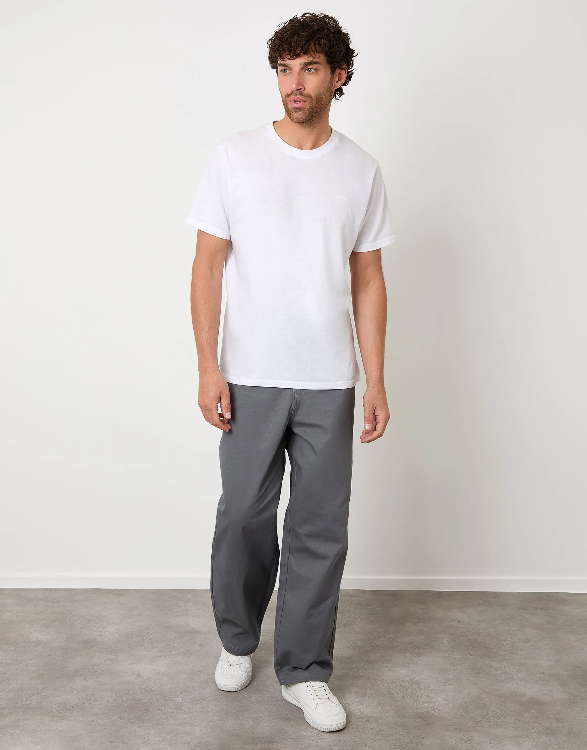 Slate Grey Baggy Fit 5 Pocket Chino Trousers sold by Threadbare product image thumbnail 3