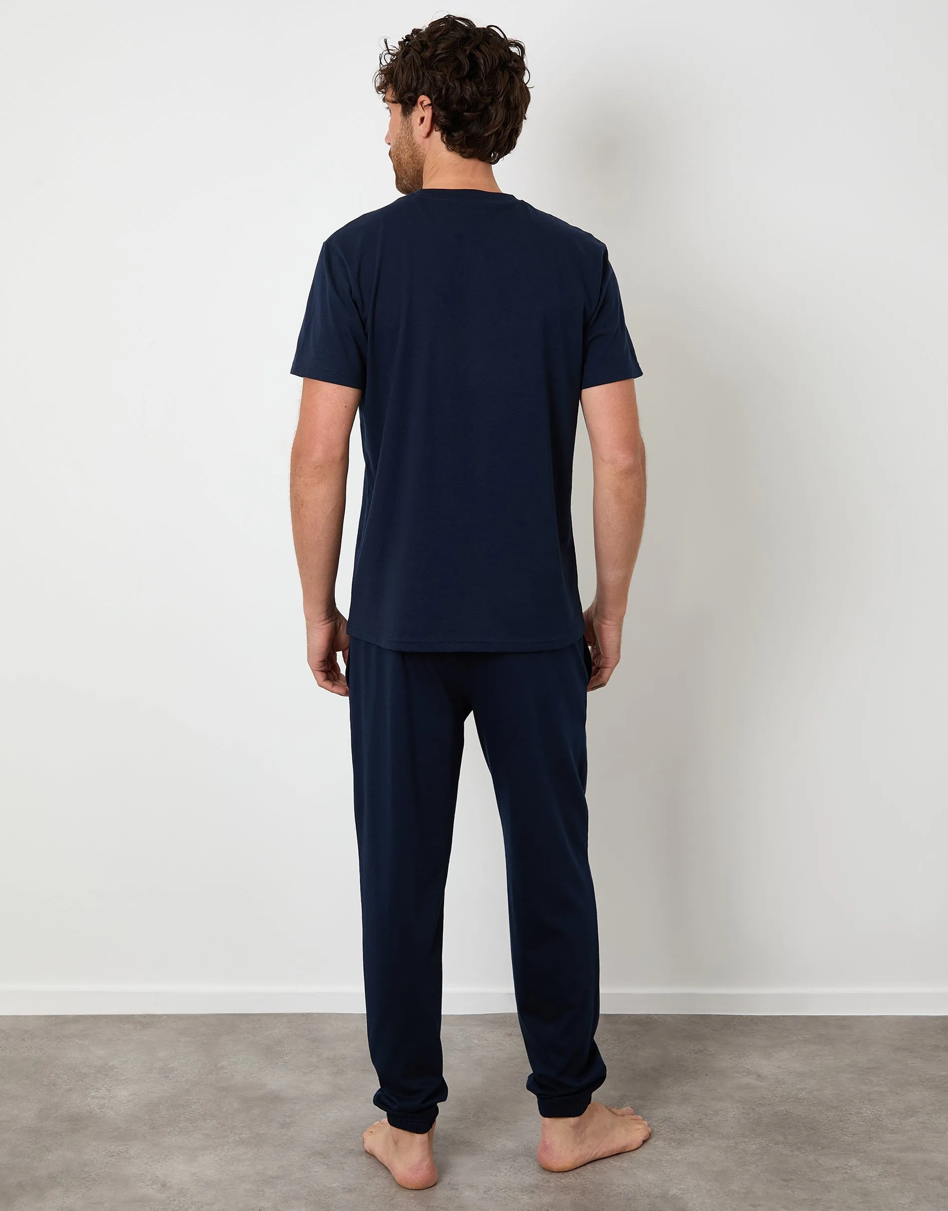 Navy Embroidered Short Sleeve Pyjamas (2-Piece Set) sold by Threadbare product image thumbnail 2