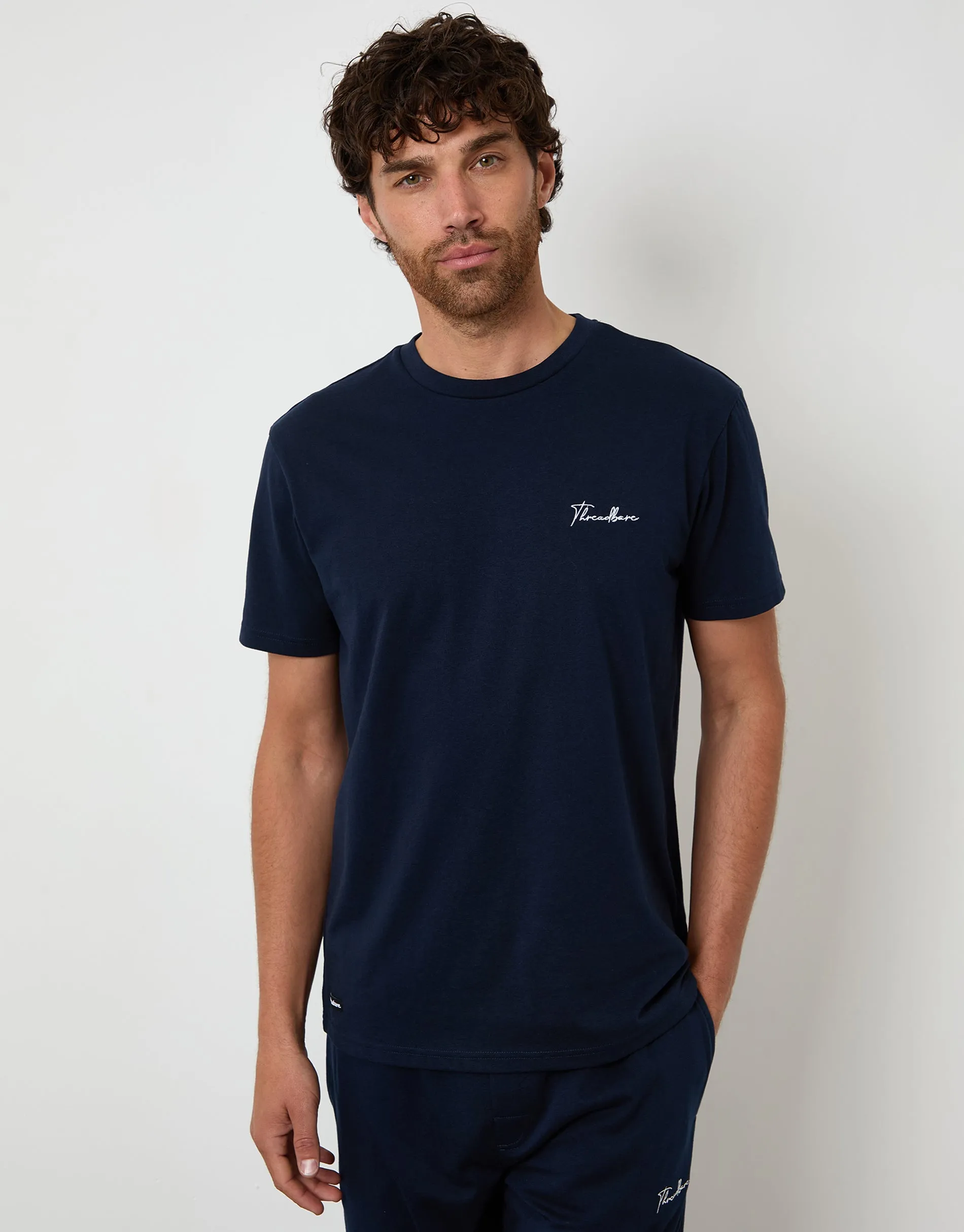 Navy Embroidered Short Sleeve Pyjamas (2-Piece Set) sold by Threadbare product image thumbnail 3