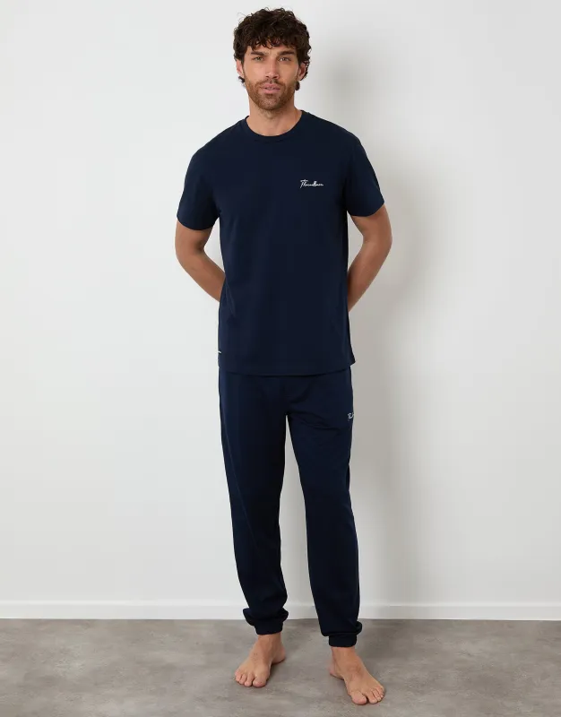 Navy Embroidered Short Sleeve Pyjamas (2-Piece Set) sold by Threadbare