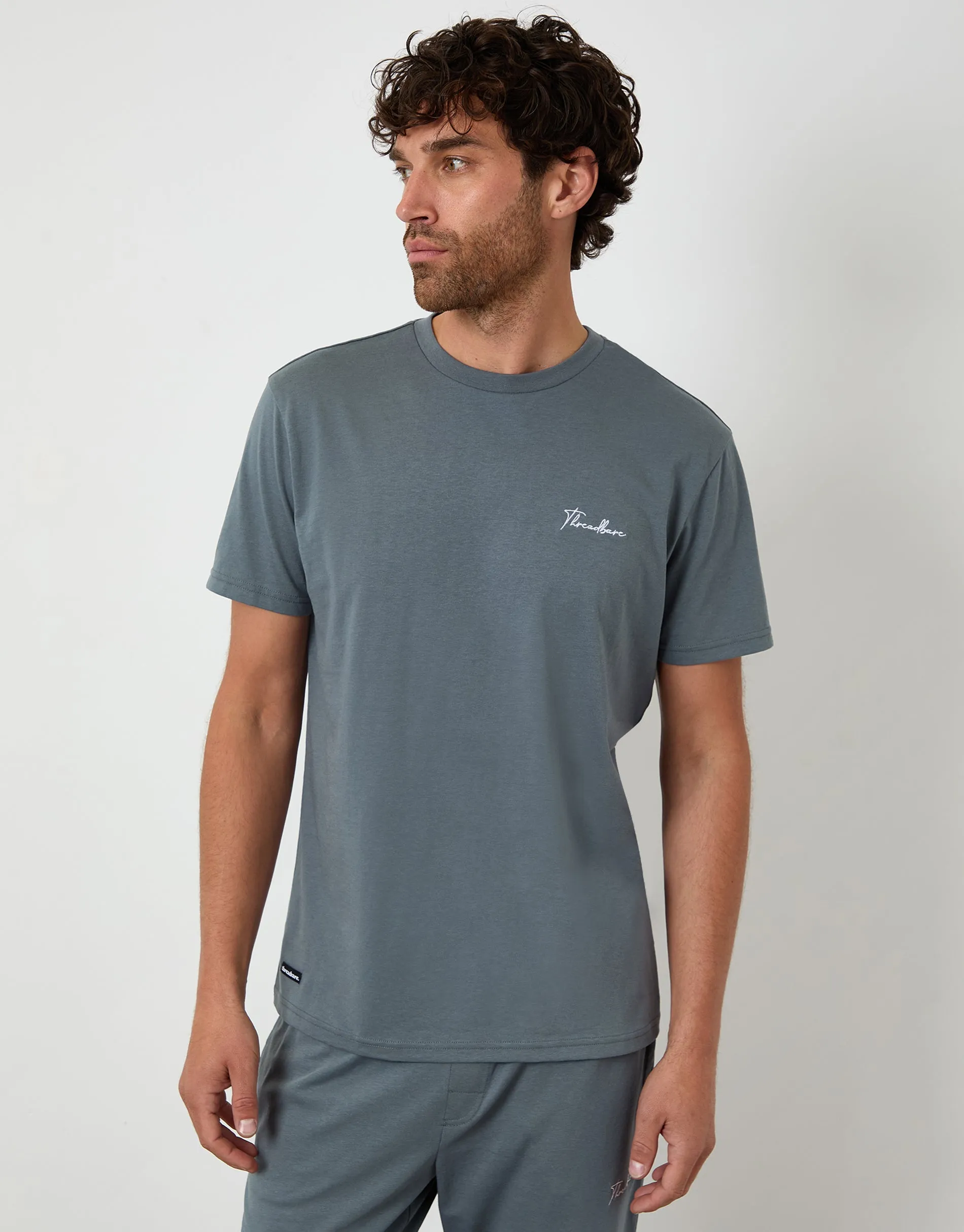 Grey Embroidered Short Sleeve Pyjamas (2-Piece Set) sold by Threadbare product image thumbnail 3