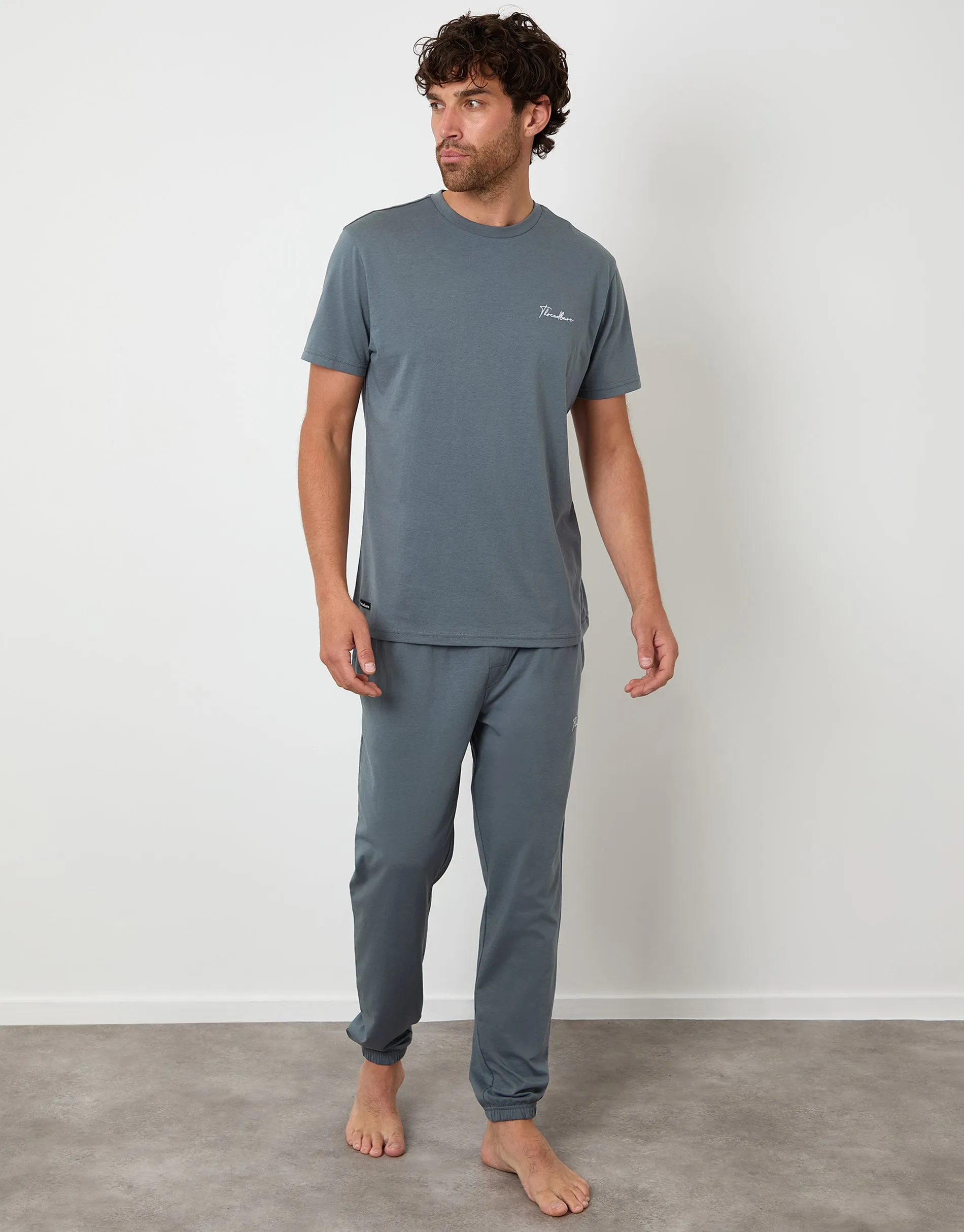 Grey Embroidered Short Sleeve Pyjamas (2-Piece Set) sold by Threadbare