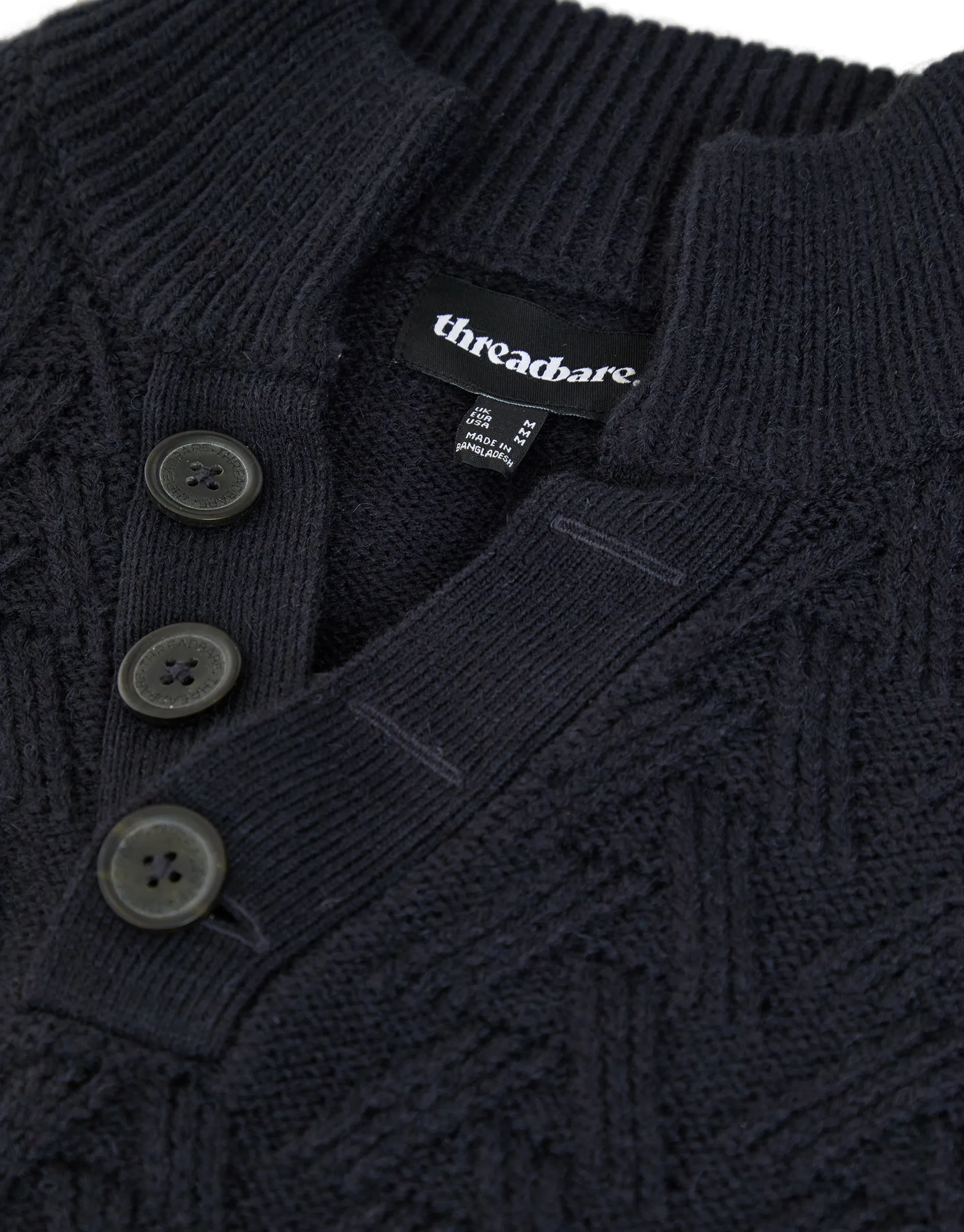 Navy Mock Neck Funnel Neck Cable Knit Jumper sold by Threadbare product image thumbnail 5