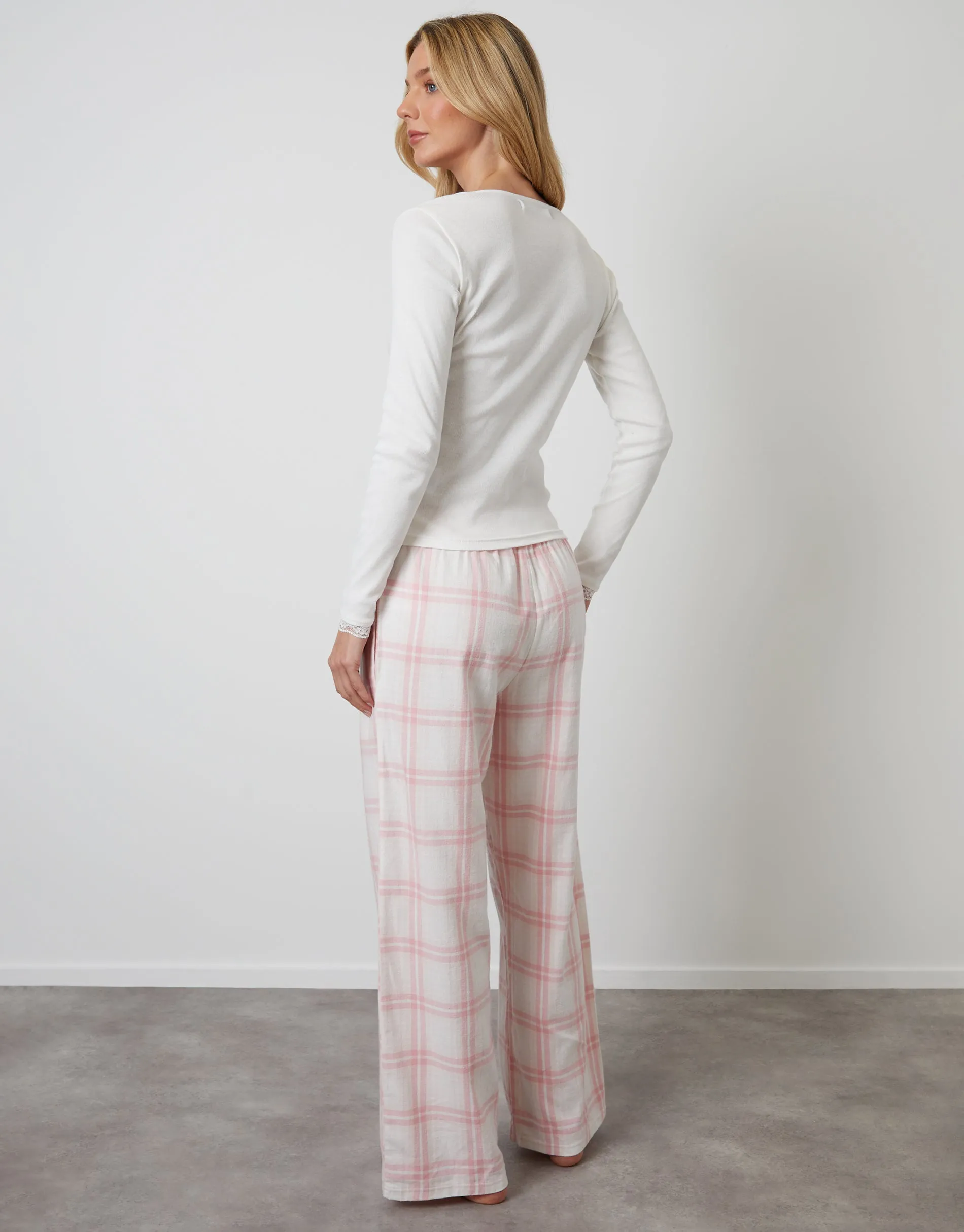 Petite Pink Long Sleeve Check Pyjamas (2-Piece Set) sold by Threadbare product image thumbnail 3