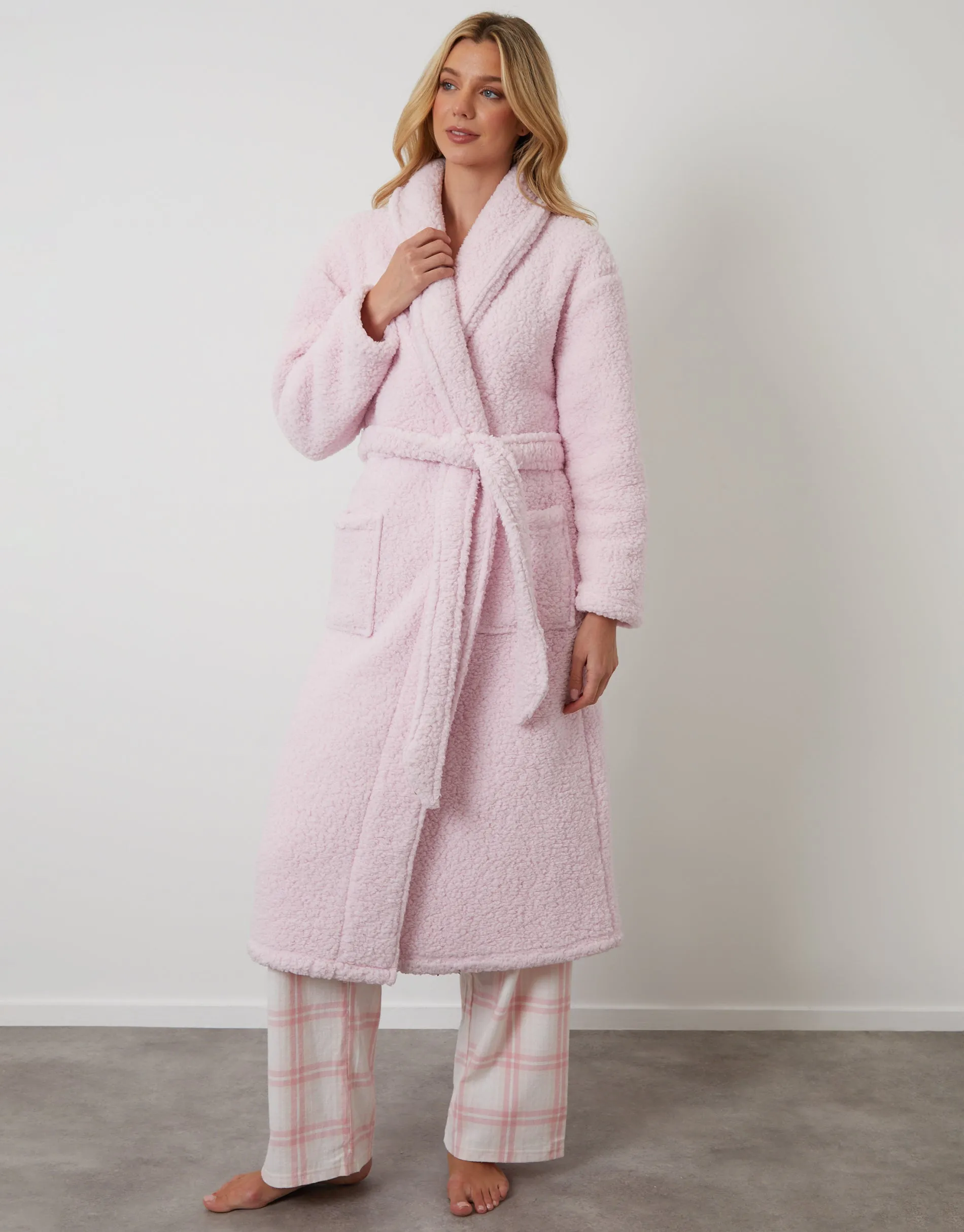 Pink Borg Dressing Gown sold by Threadbare product image thumbnail 3
