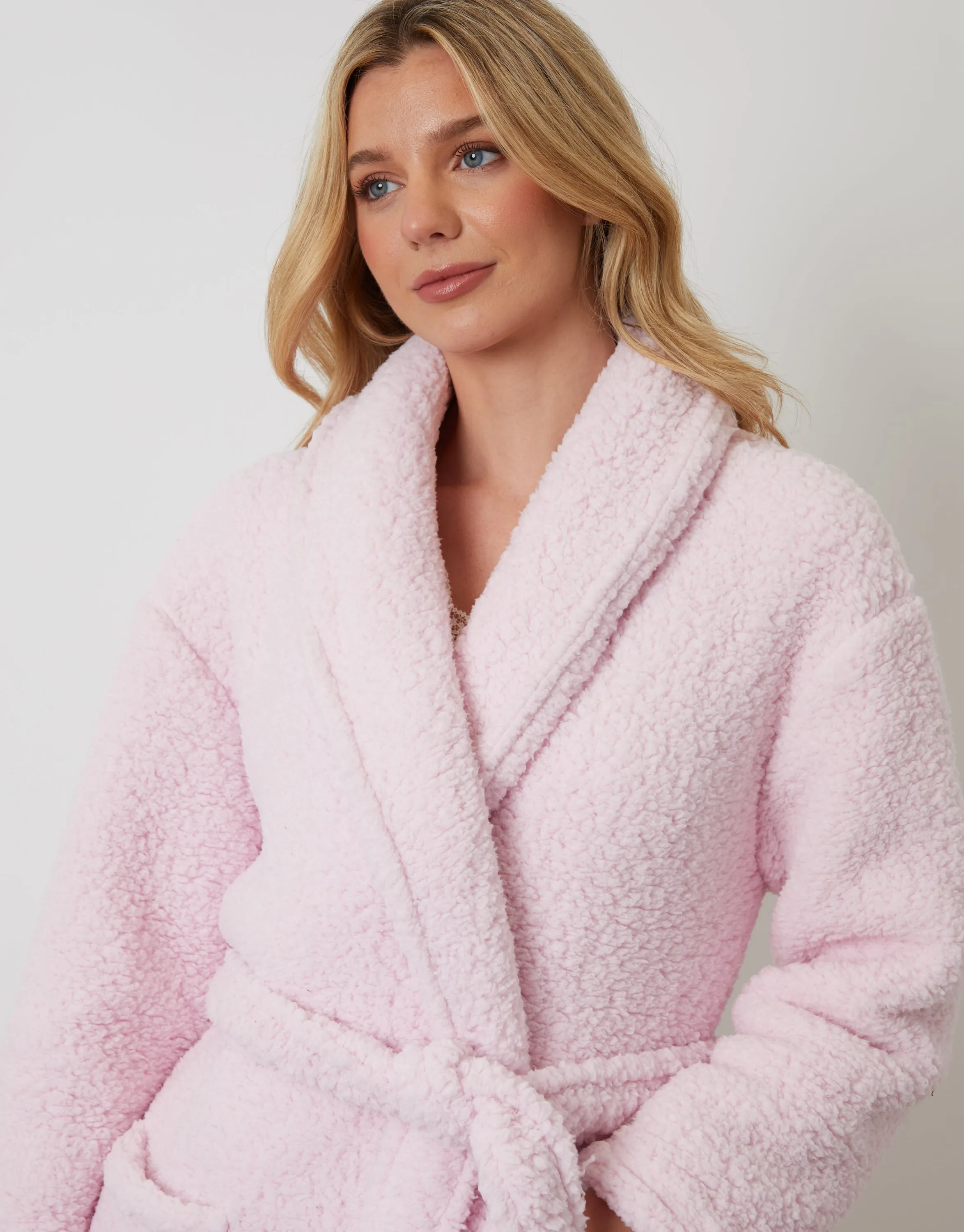 Pink Borg Dressing Gown sold by Threadbare product image thumbnail 4