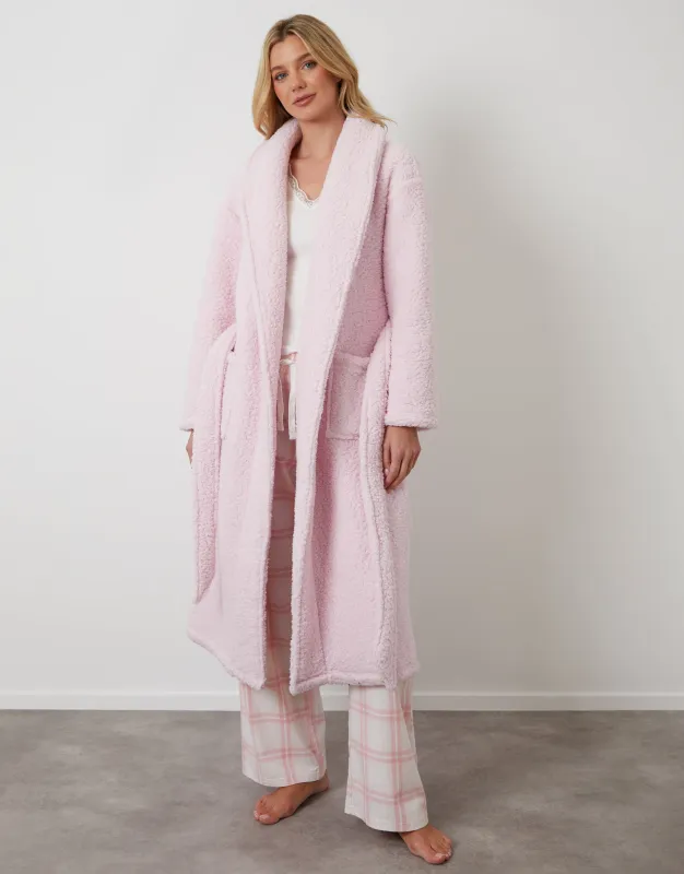 Pink Borg Dressing Gown sold by Threadbare