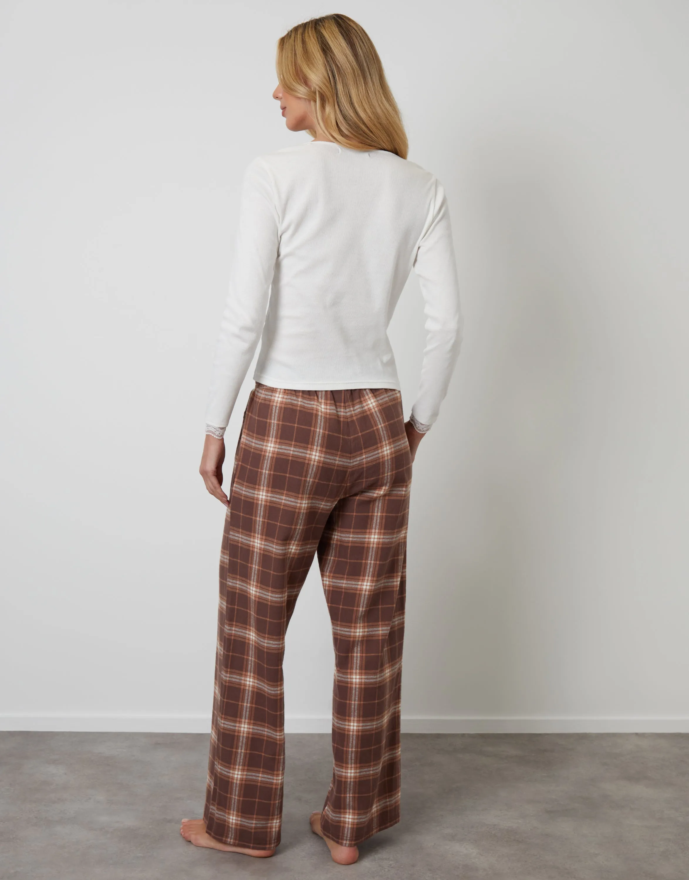 Chocolate Brown Long Sleeve Check Pyjamas (2-Piece Set) sold by Threadbare product image thumbnail 3