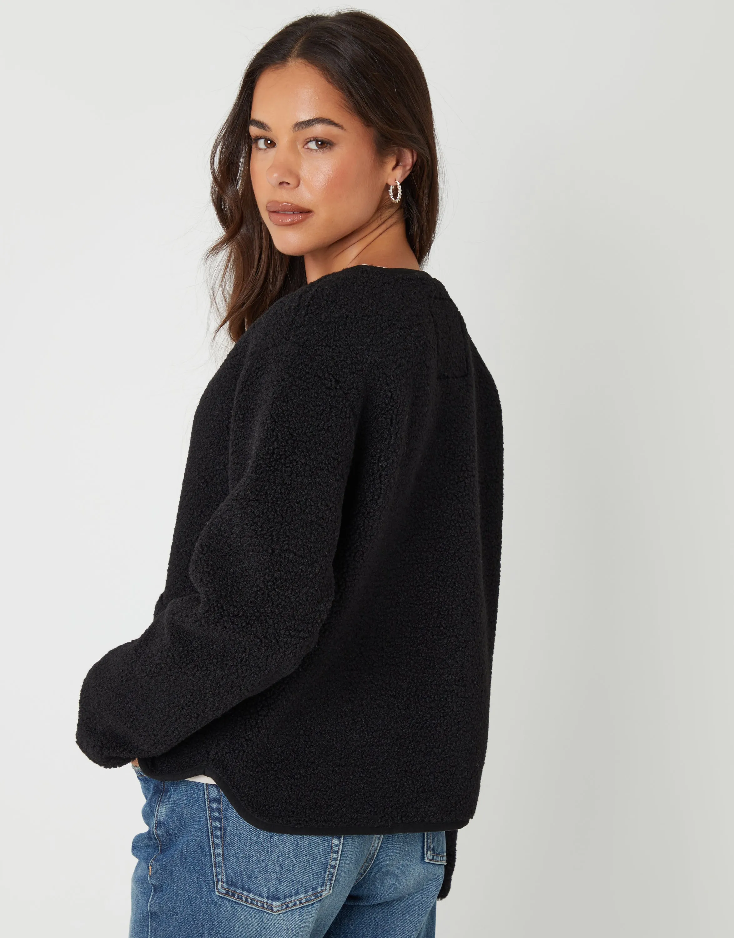 Black Fleece Borg Toggle Jacket sold by Threadbare product image thumbnail 3