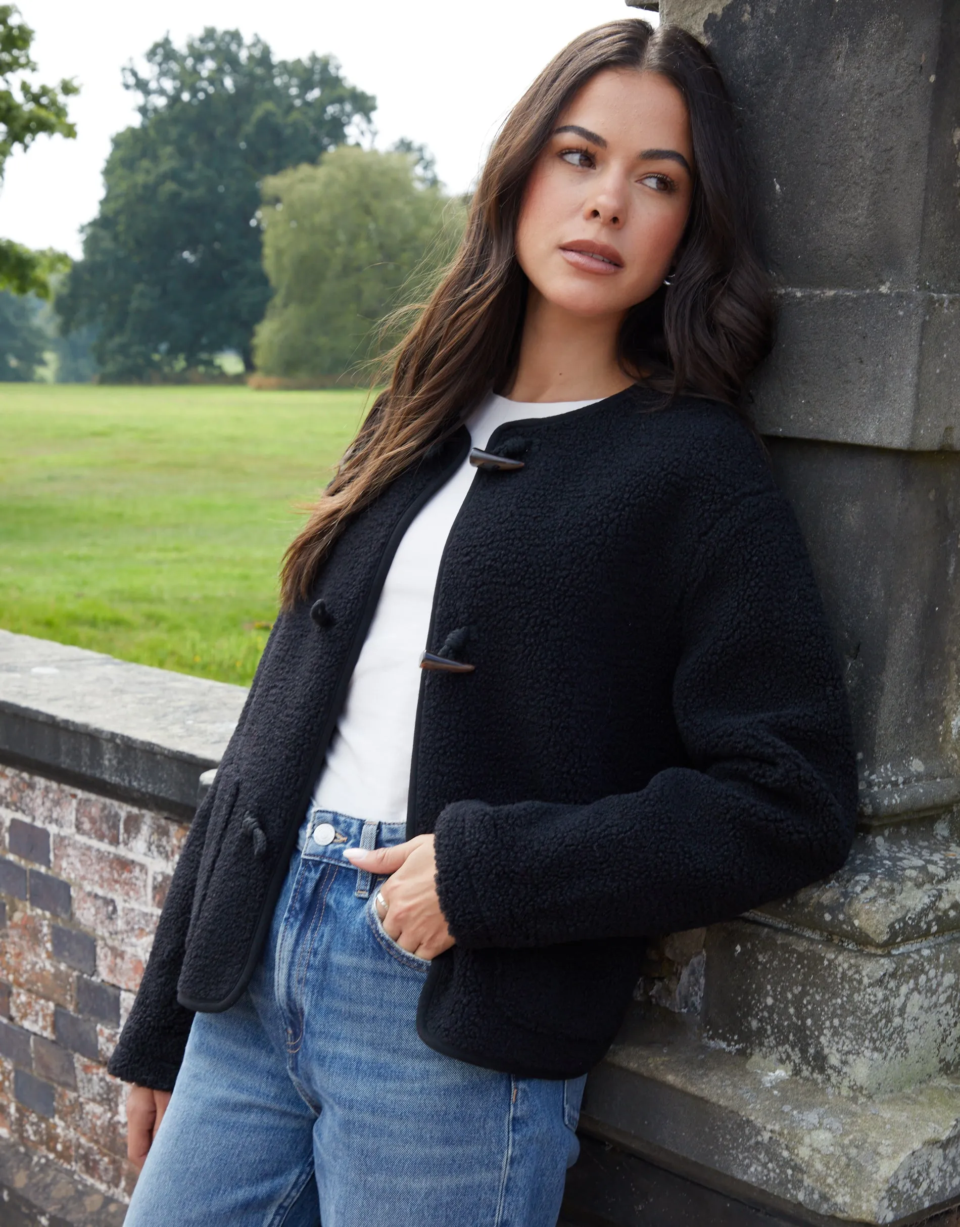 Black Fleece Borg Toggle Jacket sold by Threadbare