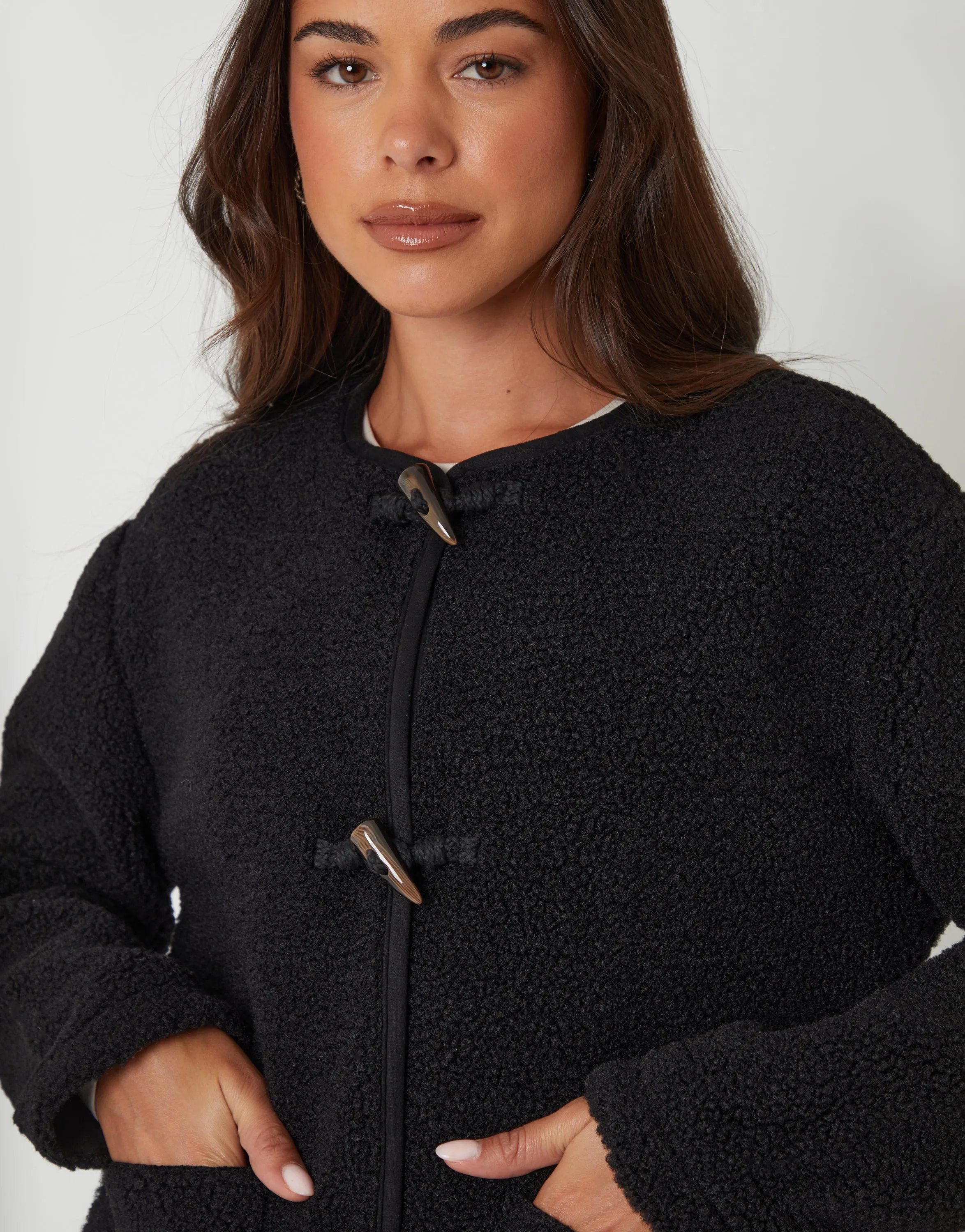 Black Fleece Borg Toggle Jacket sold by Threadbare product image thumbnail 4