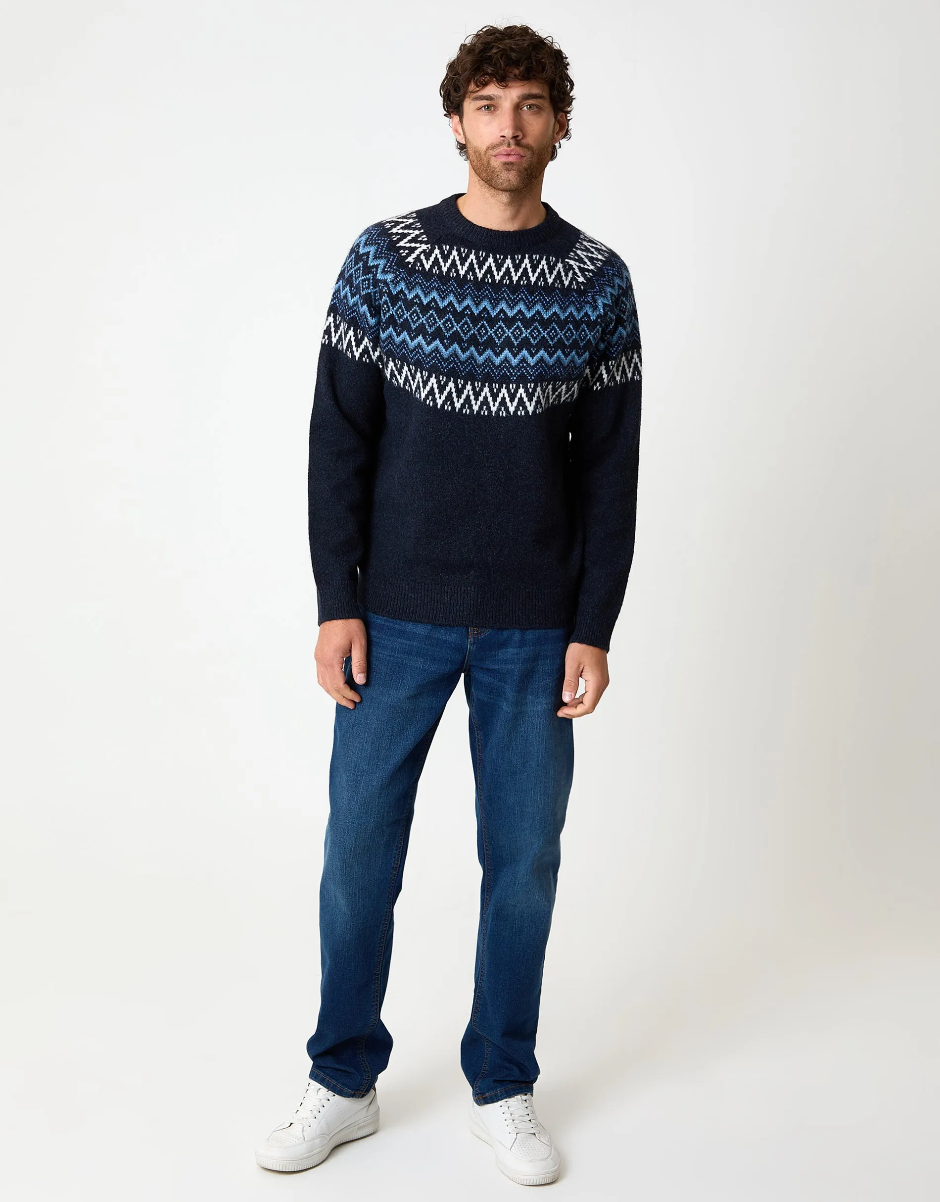 Navy Raglan Fairisle Christmas Jumper sold by Threadbare product image thumbnail 3