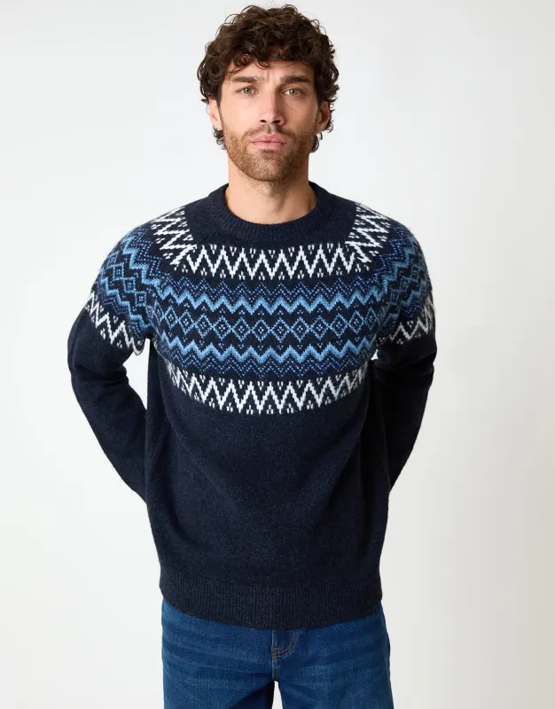 Navy Raglan Fairisle Christmas Jumper sold by Threadbare