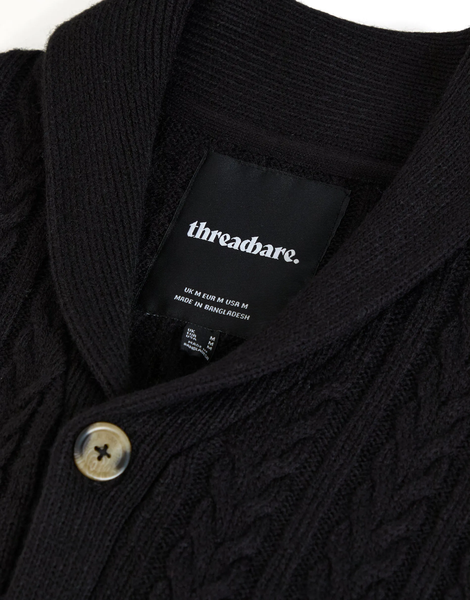 Black Cable Knit Shawl Cardigan sold by Threadbare product image thumbnail 5