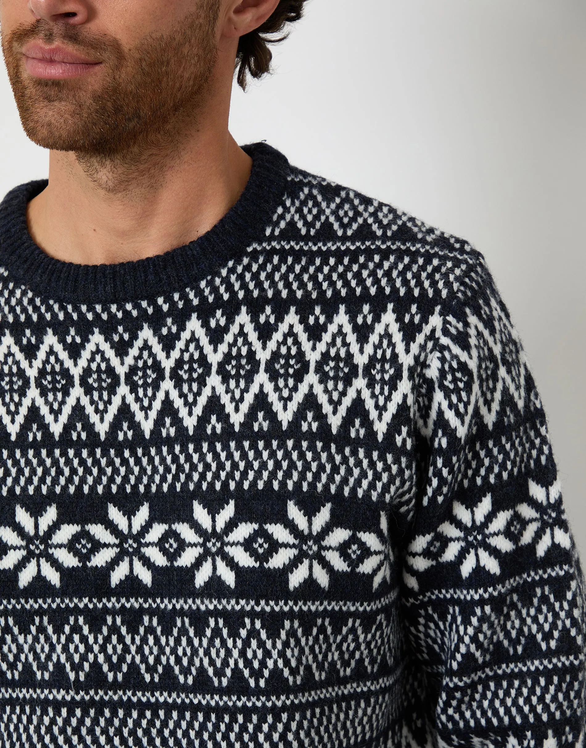 Navy Christmas Fairisle Crew Neck Jumper sold by Threadbare product image thumbnail 4