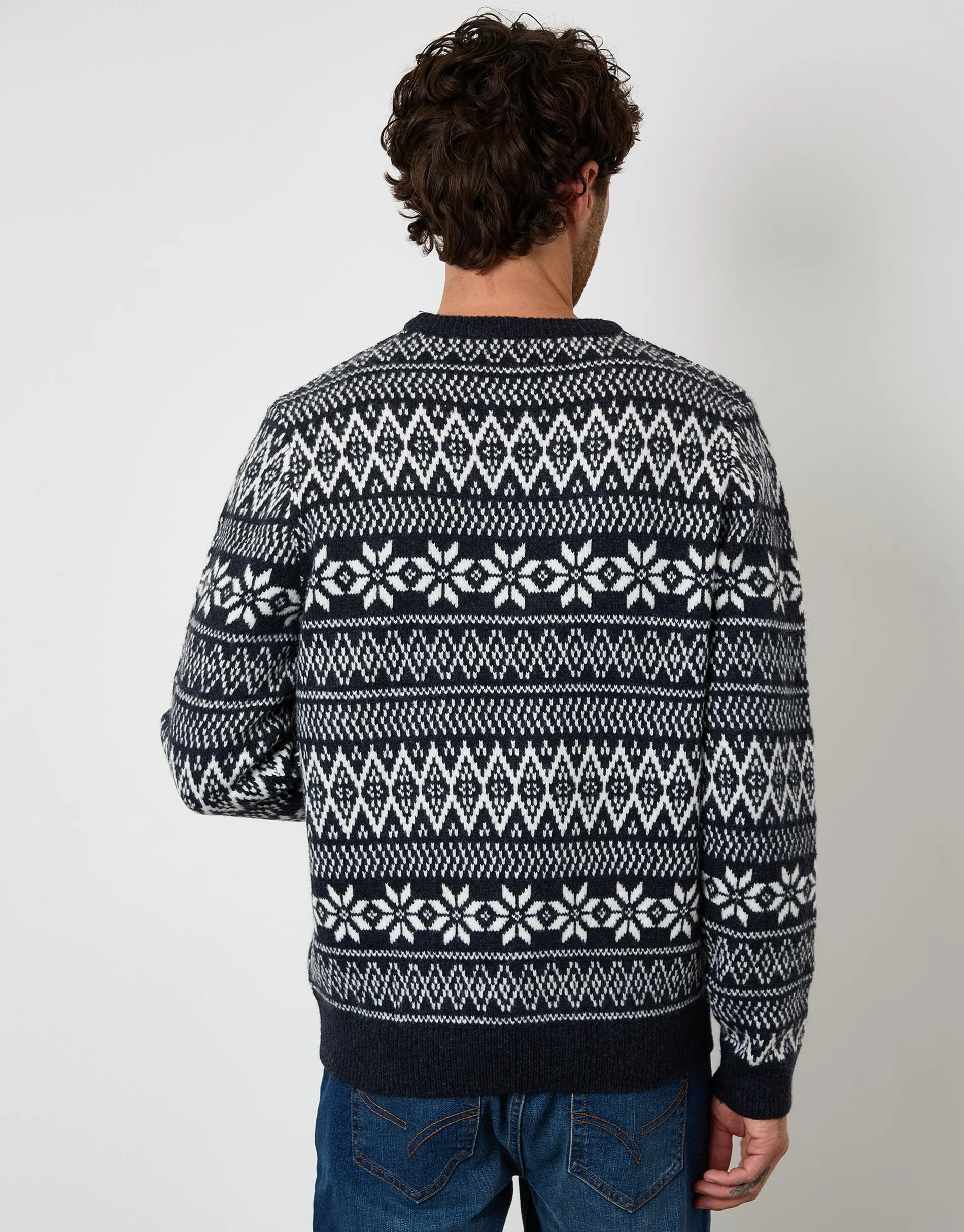 Navy Christmas Fairisle Crew Neck Jumper sold by Threadbare product image thumbnail 2